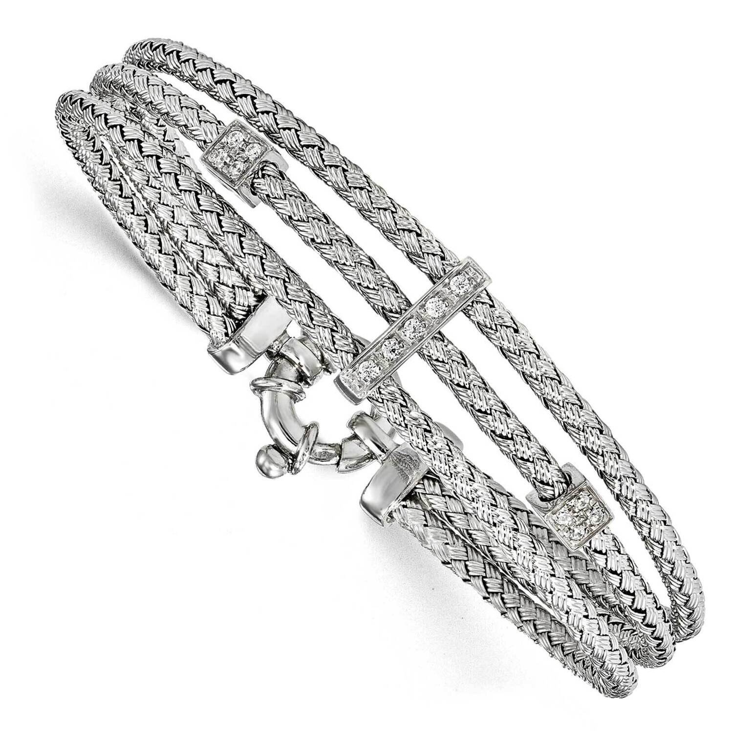 Cz Polished Woven Bracelet Sterling Silver QLF794-7, MPN: QLF794-7, 191101635939