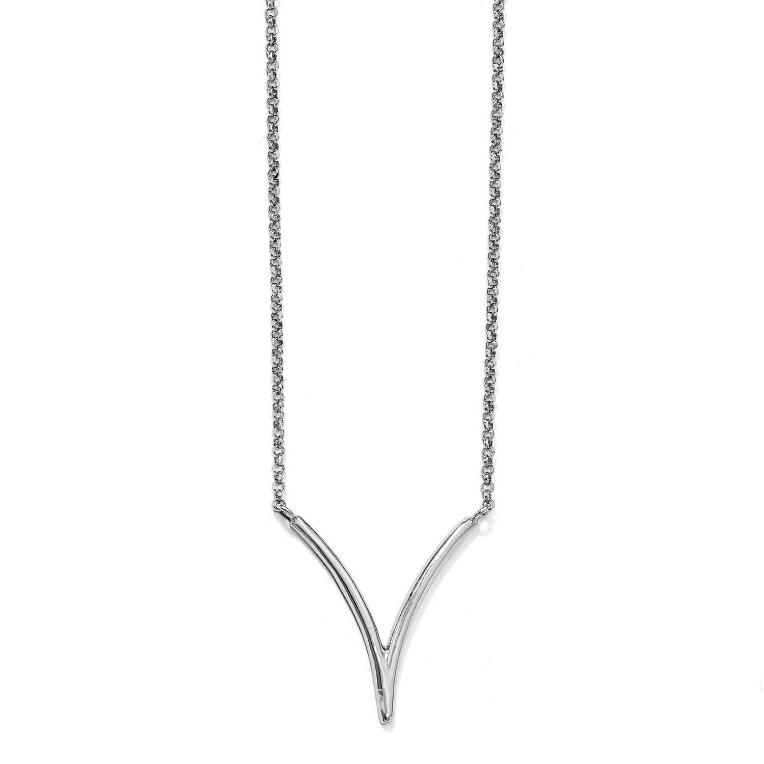 Polished Textured with 2 Inch Extension Necklace Sterling Silver QLF855-17