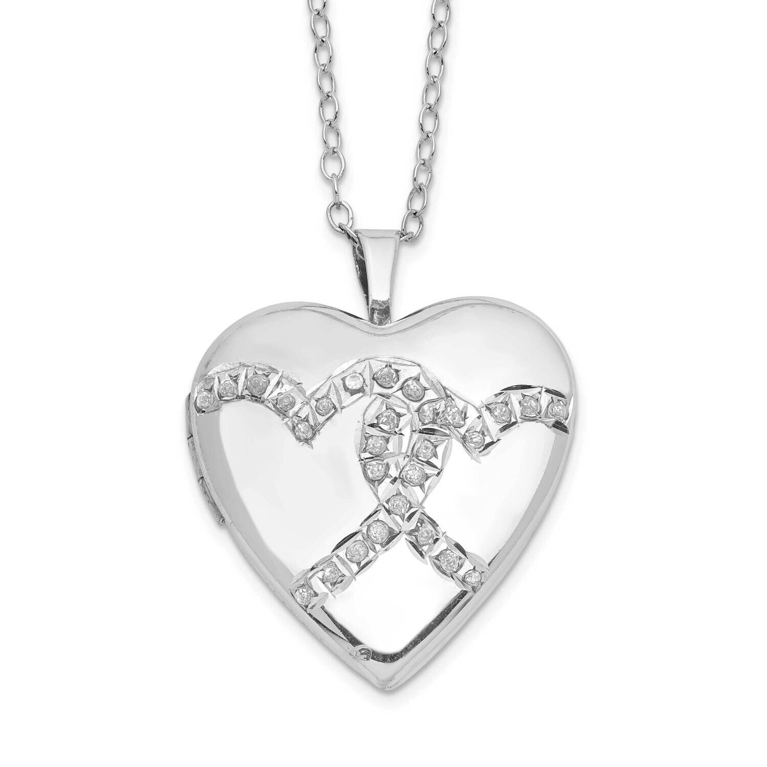 Diamond Mystique Platinum-Plated Dia Double Heart Locket Sterling Silver QLS946, MPN: QLS946, 88395…
