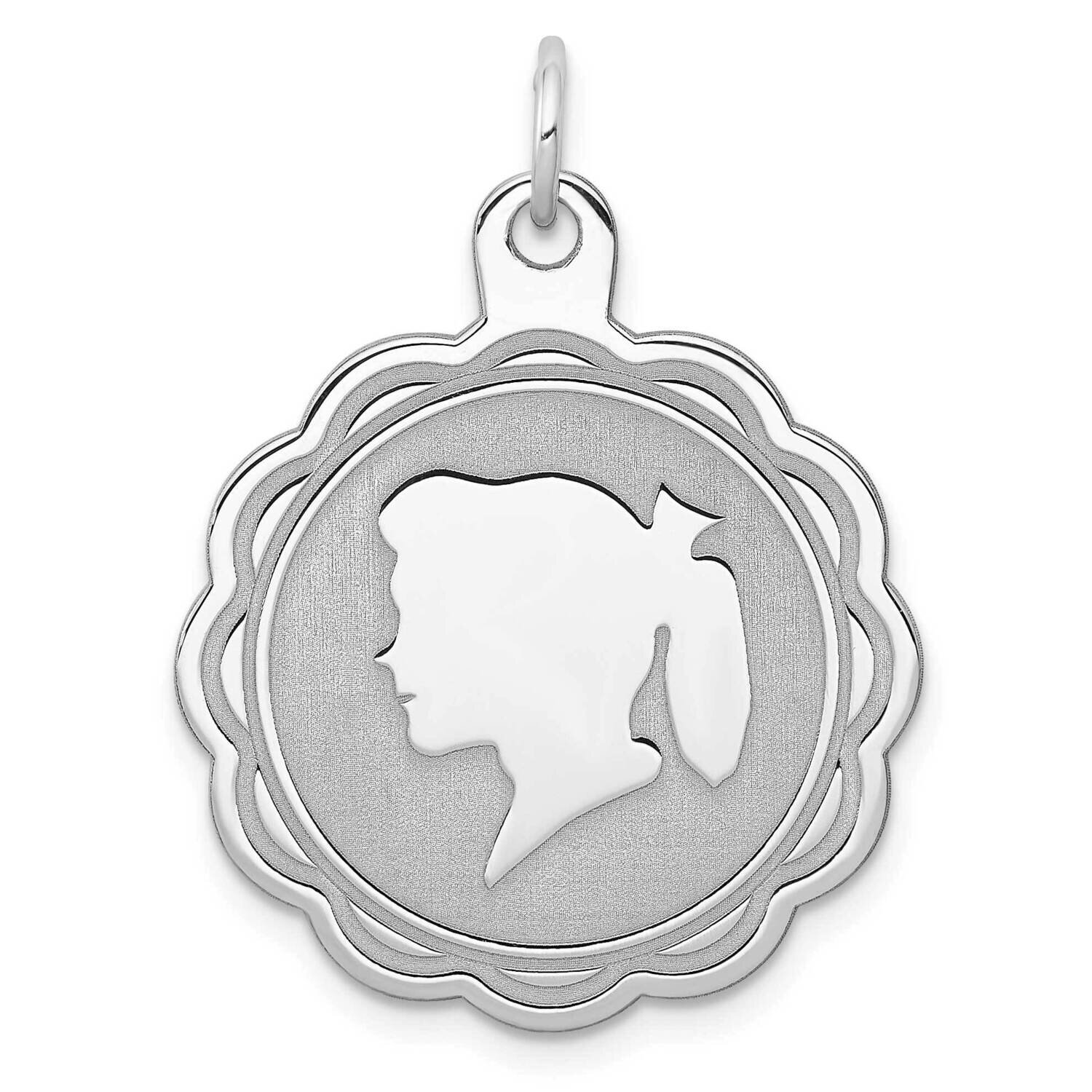 Engraveable Girl Polished Front Back Disc Charm Sterling Silver QM320/18P