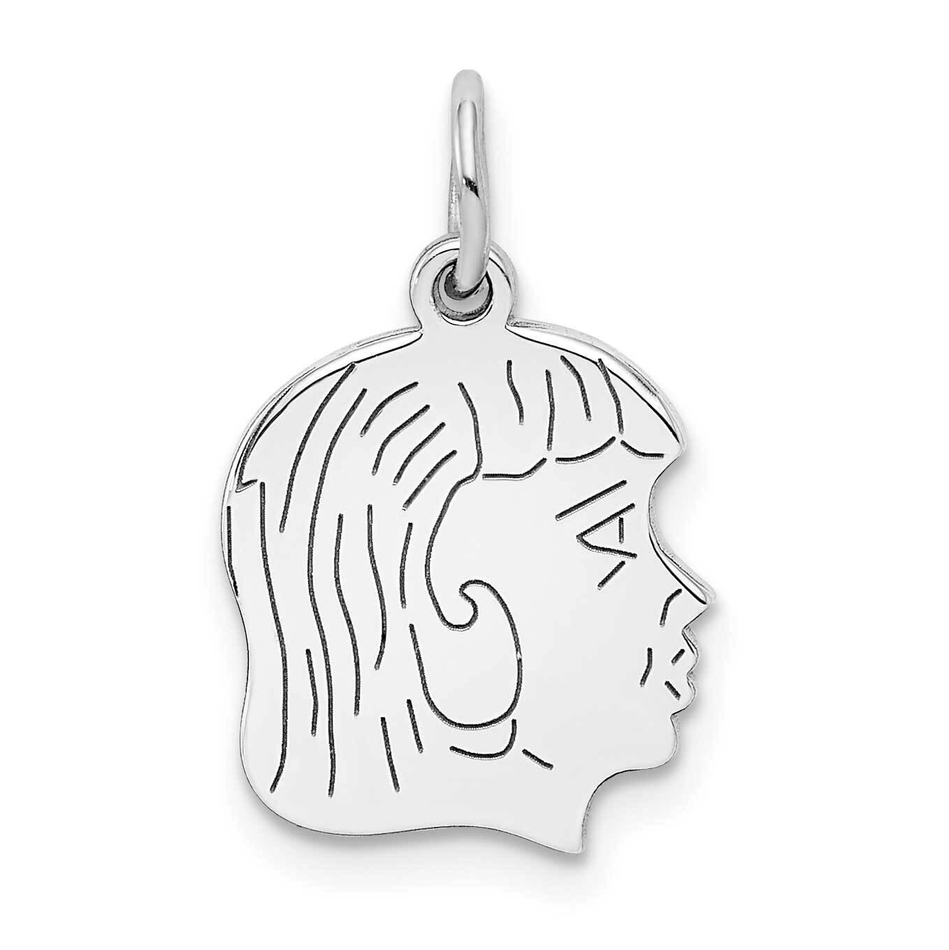 Engraveable Girl Disc Charm Polish On Front Back Sterling Silver QM356/18P