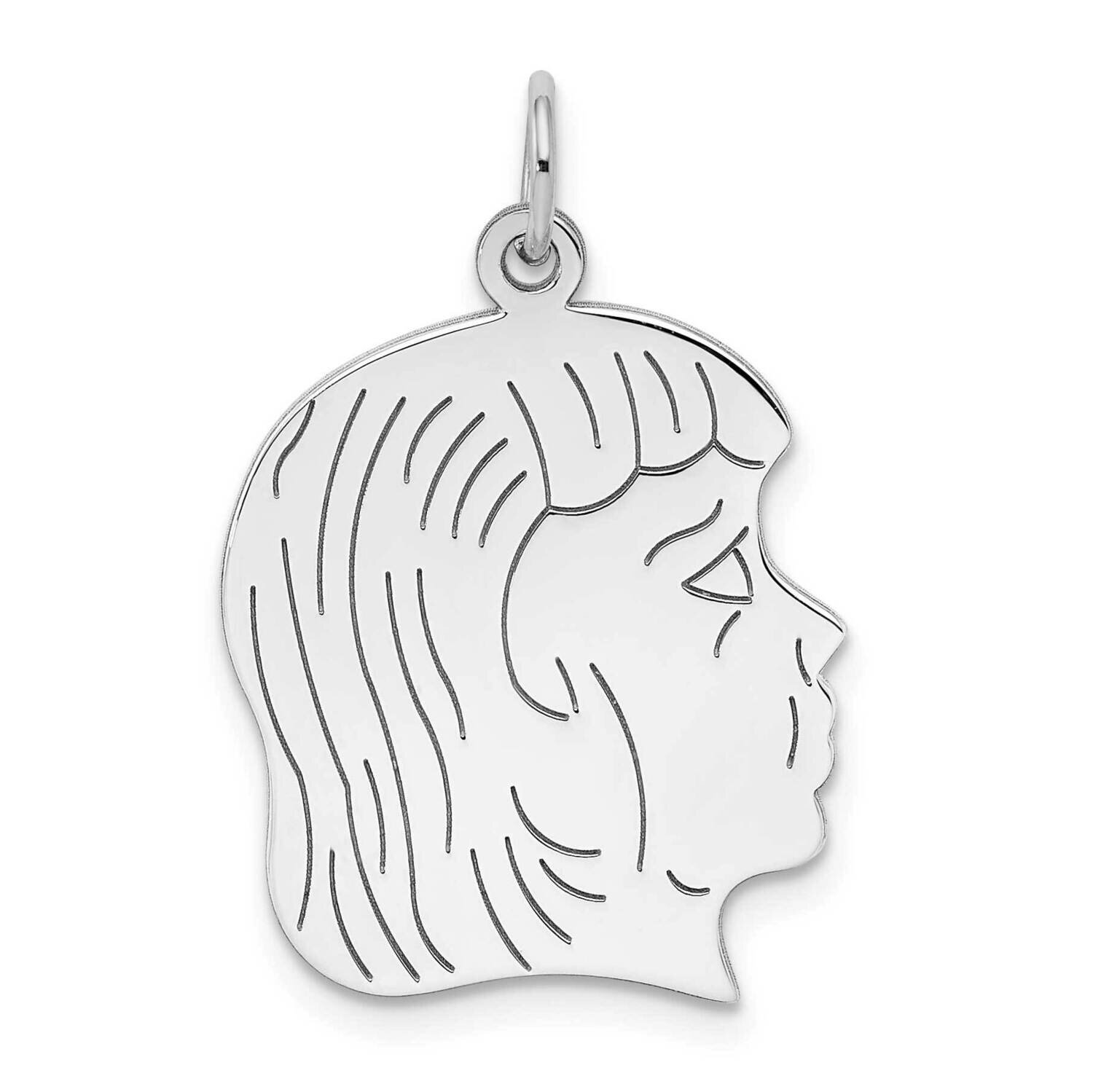 Engraveable Girl Disc Charm Polish On Front Back Sterling Silver QM368/18P