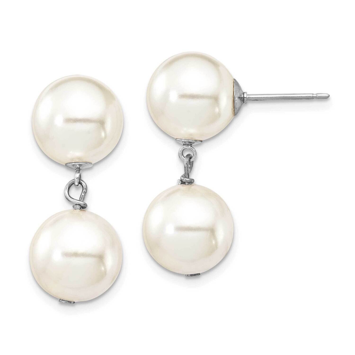 Majestik Rhodium Plated 10-11mm Imitat Shell Pearl Earrings Sterling Silver QMJE128W, MPN: QMJE128W…