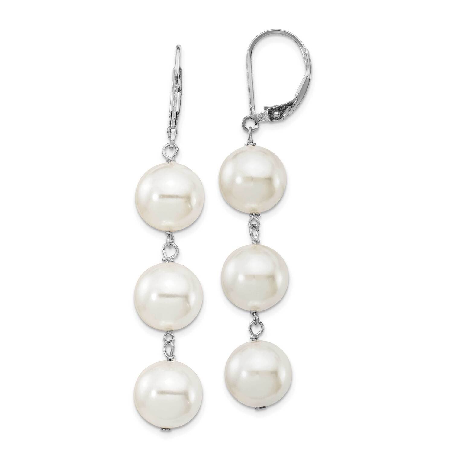 Majestik Rhodium Plated 10-11mm Imitat Shell Pearl Earrings Sterling Silver QMJEL130W, MPN: QMJEL13…