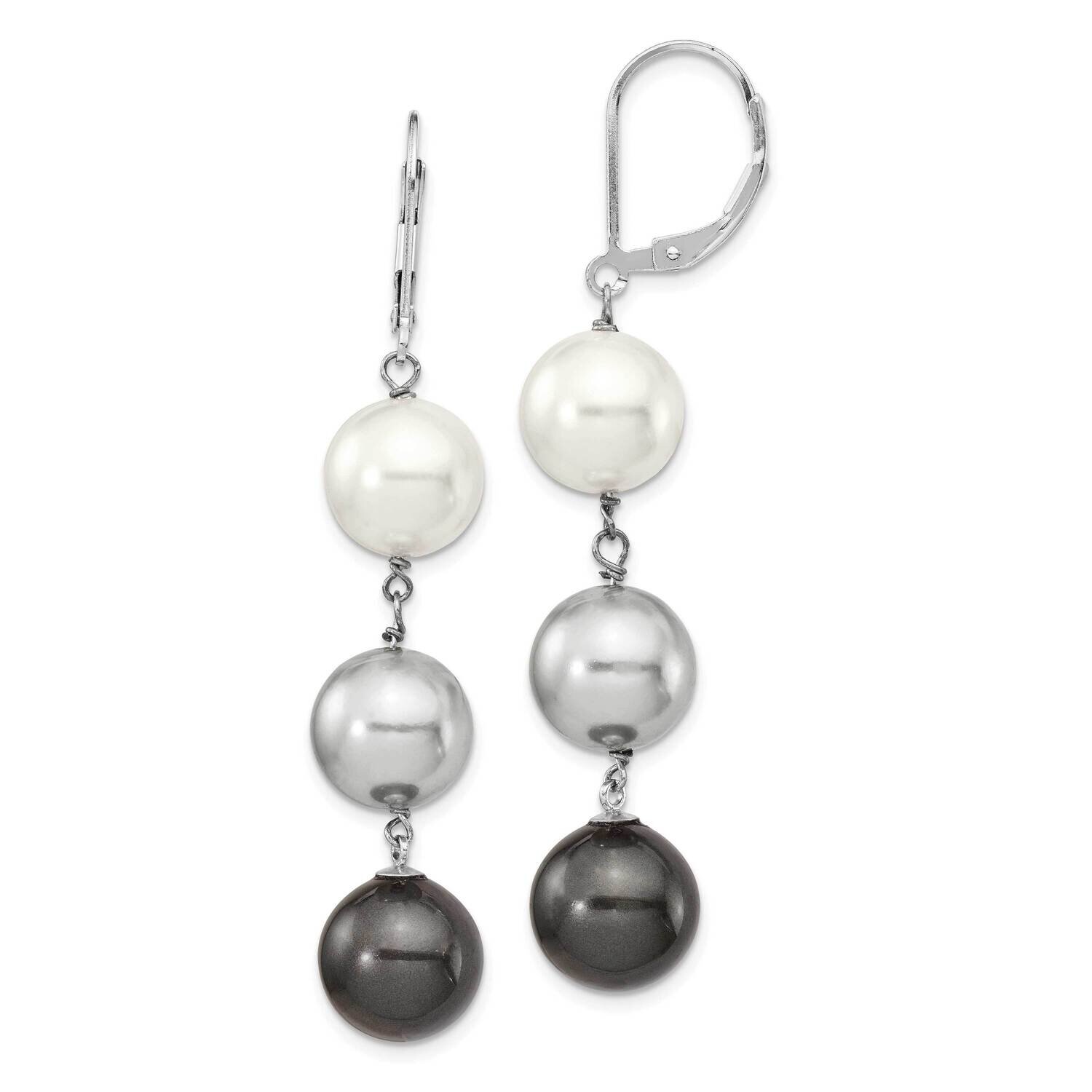 Majestik Rhodium Plated 10-11mm Wht/Gr/Black Imitat Shell Pearl Earring Sterling Silver QMJEL131WGB…