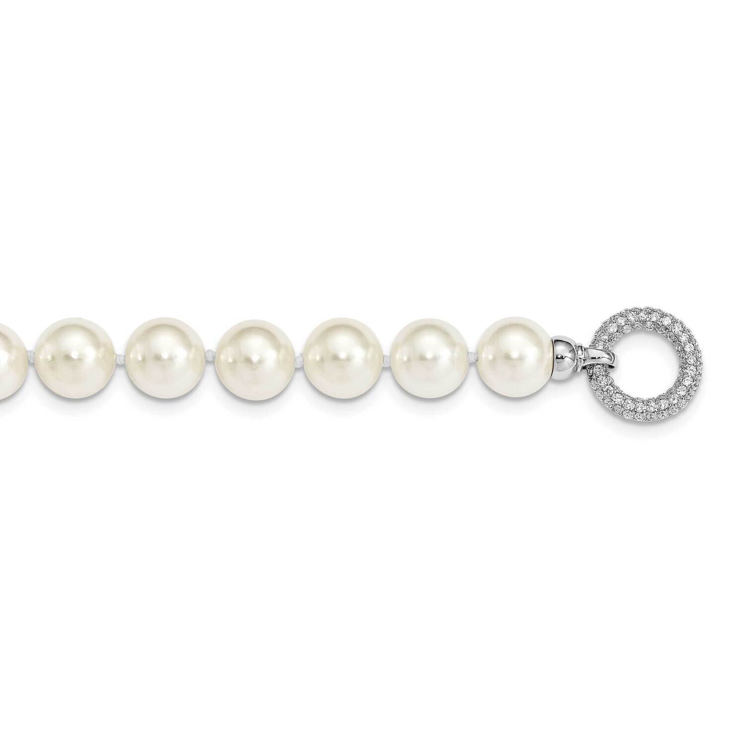 Majestik Rhod-Plated 12-13 Wht Shell Cz Fancy Clasp Necklace Sterling Silver QMJN122W-18.5, MPN: QM…