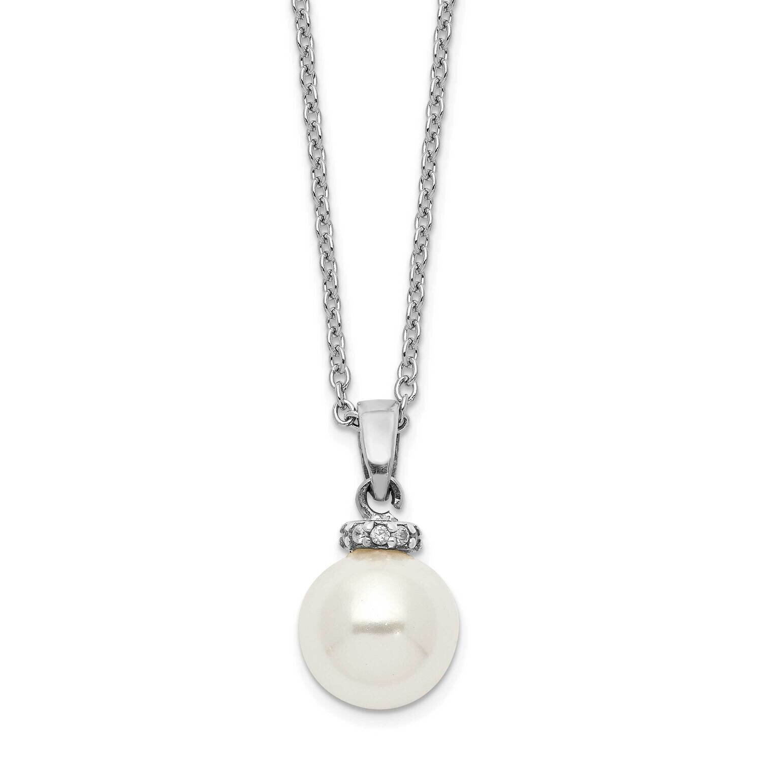 Majestik Rhodium Plated 8-9mm Wht Imitat Shell Pearl Cz Necklace Sterling Silver QMJN801W-17, MPN: …