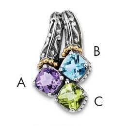 Three-Stone Mother&#39;s Pendant Sterling Silver &amp; 14k Gold QMPD10/3SY, MPN: QMPD10_3--6,