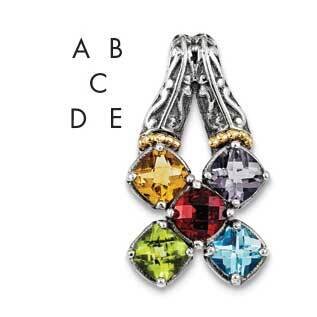 Five-Stone Mother&#39;s Pendant Sterling Silver &amp; 14k Gold QMPD10/5SY, MPN: QMPD10_5--6,