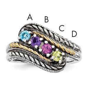 Four-Stone Mother&#39;s Ring Mounting Sterling Silver &amp; 14k Gold QMR13/4-5, MPN: QMR13_4--6, 8867742423…
