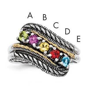 Five-Stone Mother&#39;s Ring Mounting Sterling Silver &amp; 14k Gold QMR13/5-5, MPN: QMR13_5--6, 8867740761…