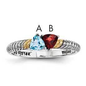 Two-Stone Mother&#39;s Ring Mounting Sterling Silver &amp; 14k Gold QMR19/2-5, MPN: QMR19_2--6, 886774243672