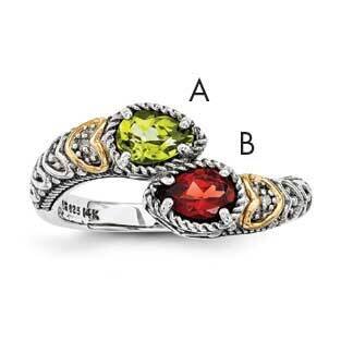Two-Stone and Diamond Mother&#39;s Ring Sterling Silver &amp; 14k Gold QMR20/2SY-5, MPN: QMR20_2--6,