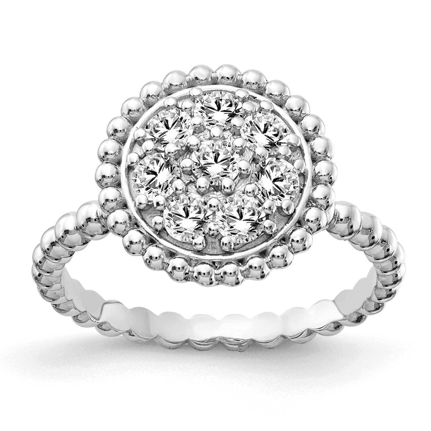 Cz Round Ring Sterling Silver QR7168-7