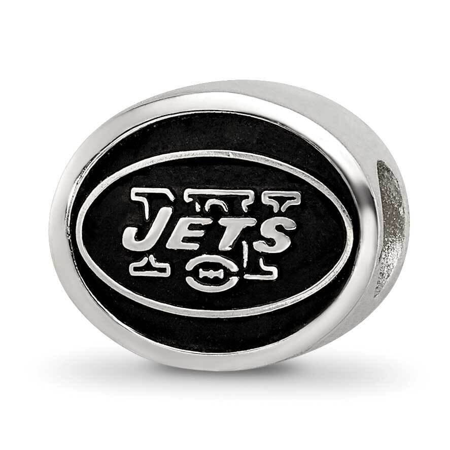 Enameled New York Jets NFL Bead Sterling Silver QRS3063