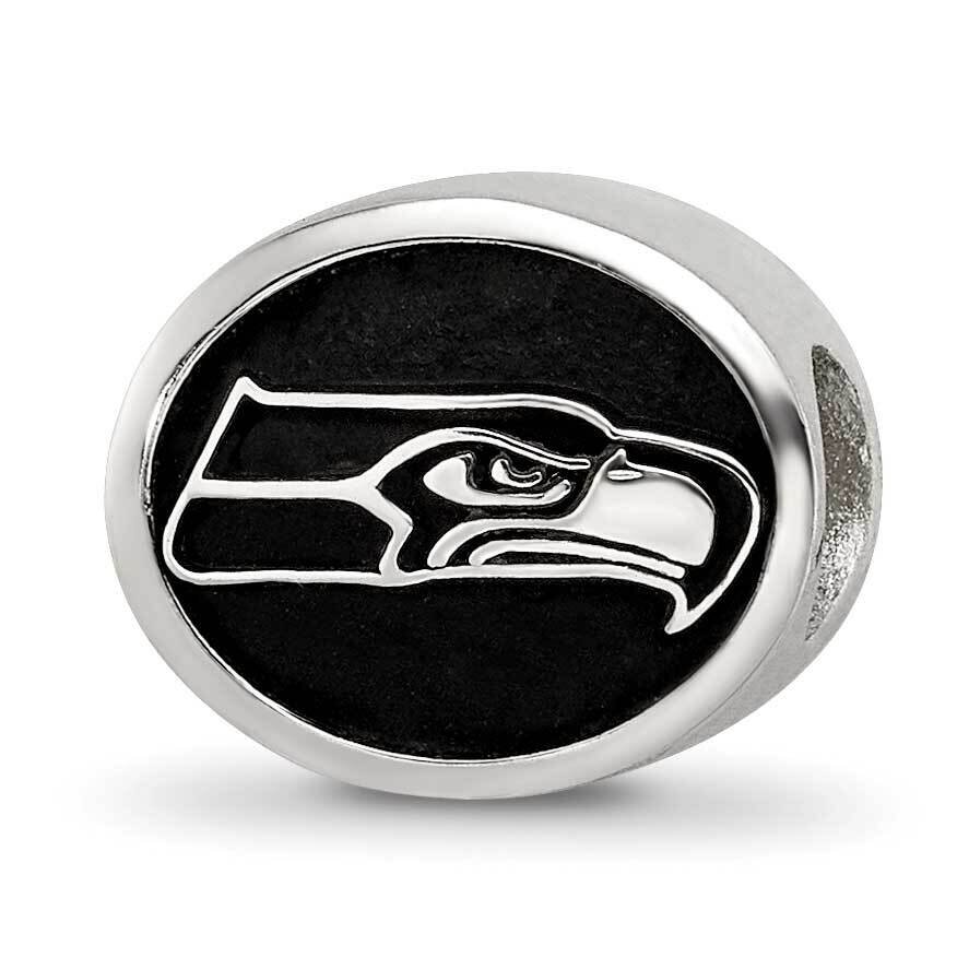Enameled Seattle Seahawks NFL Bead Sterling Silver QRS3069