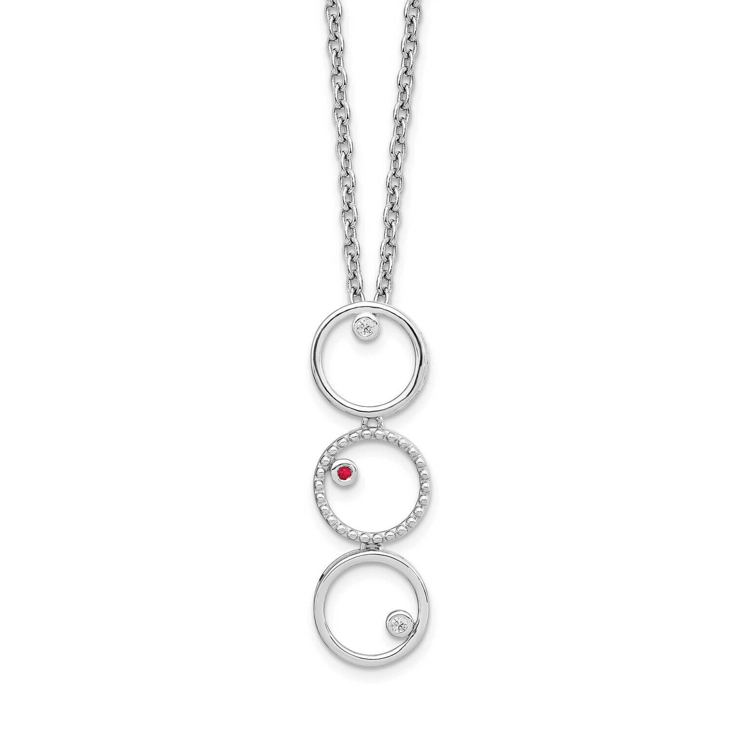 White Ice .025Ct Diamond and Ruby Necklace Sterling Silver QW461-18, MPN: QW461-18, 191101479649