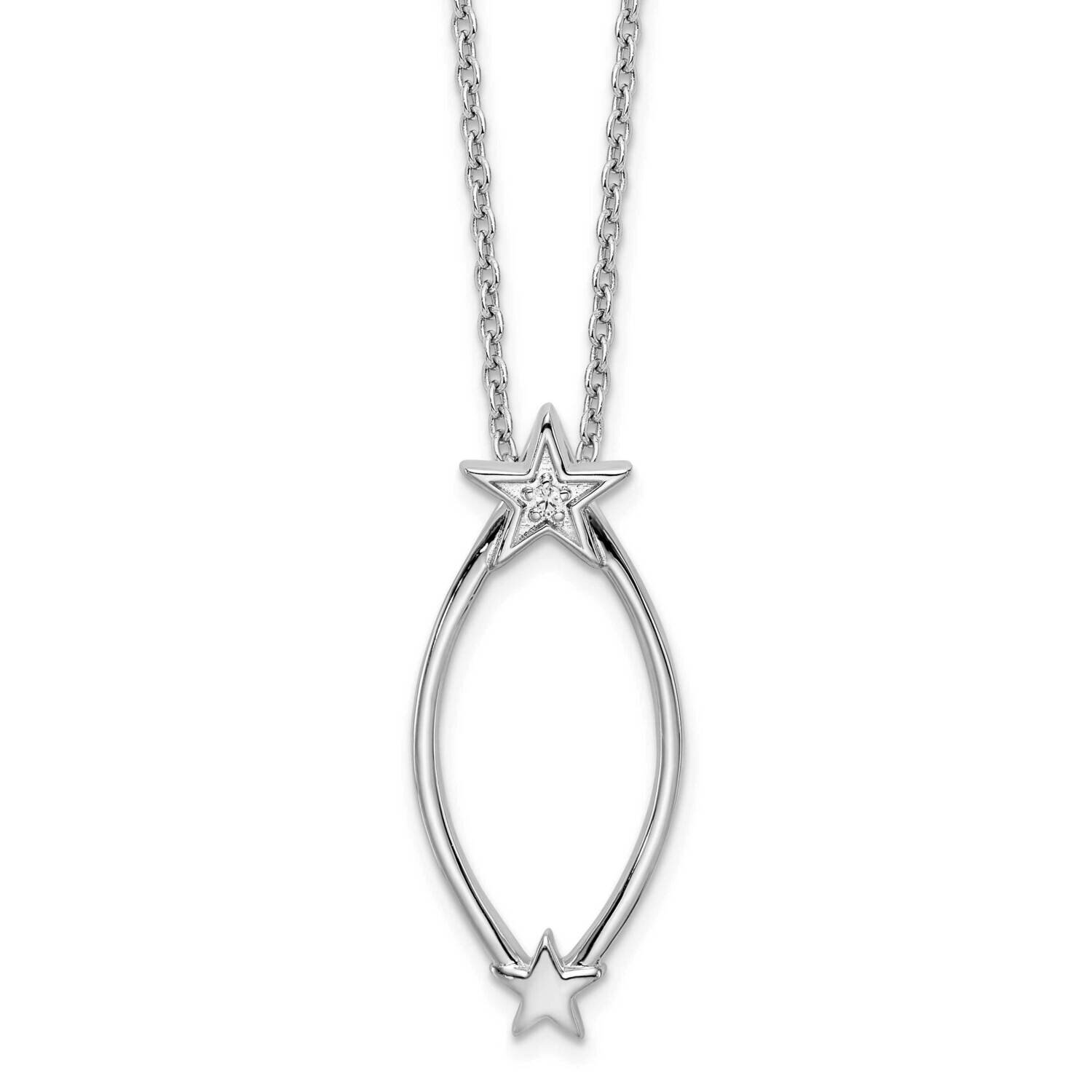 White Ice .015Ct. Diamond Stars Necklace Sterling Silver QW468-18, MPN: QW468-18, 191101479557