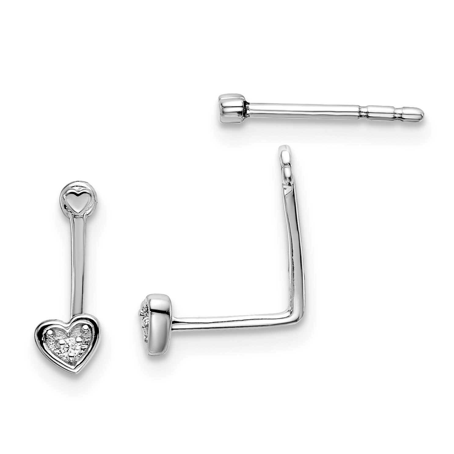 White Ice .01Ct. Diamond Hearts Front &amp; Back Earrings Sterling Silver QW469, MPN: QW469, 1911014795…