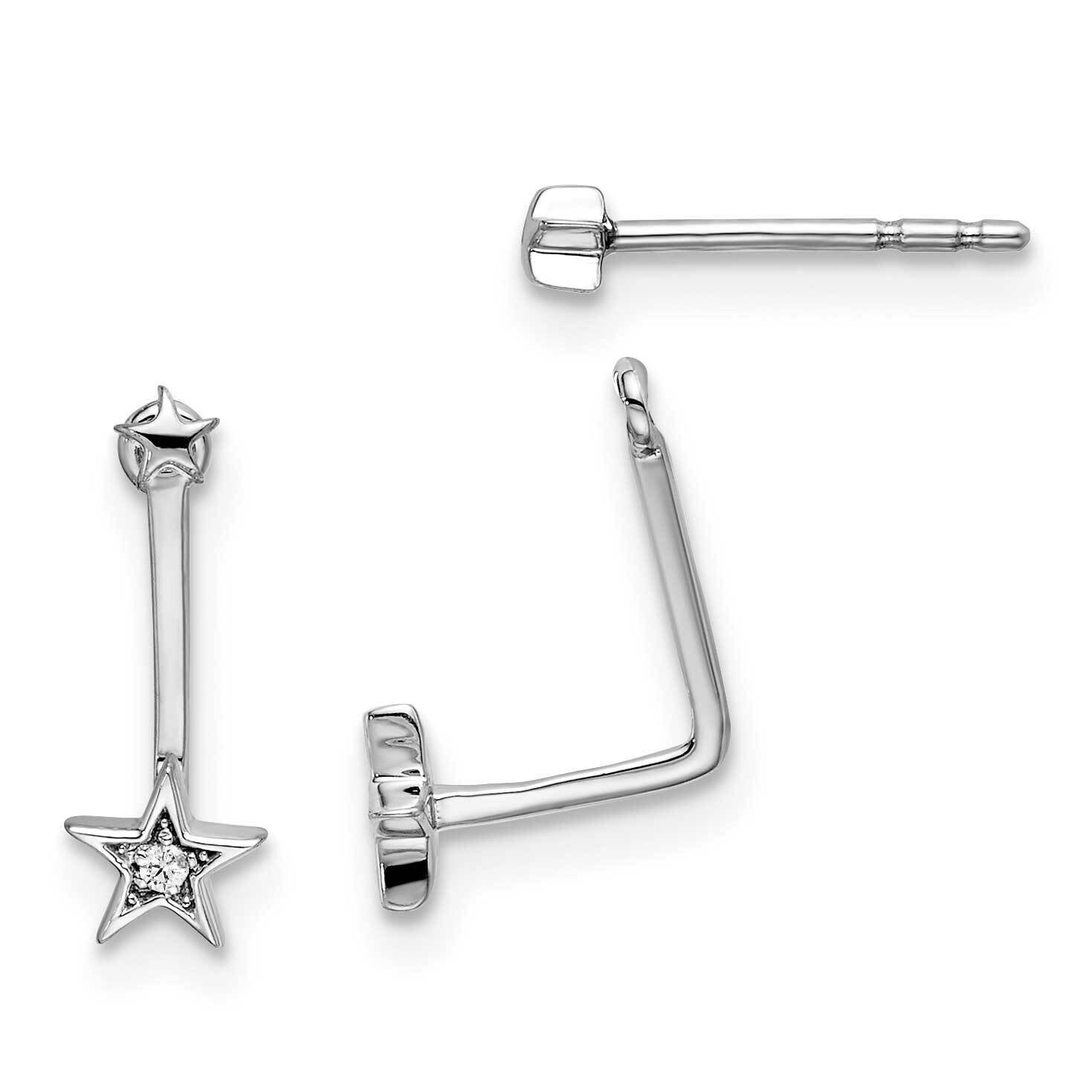 White Ice .01Ct. Diamond Stars Front &amp; Back Earrings Sterling Silver QW470, MPN: QW470, 191101479533