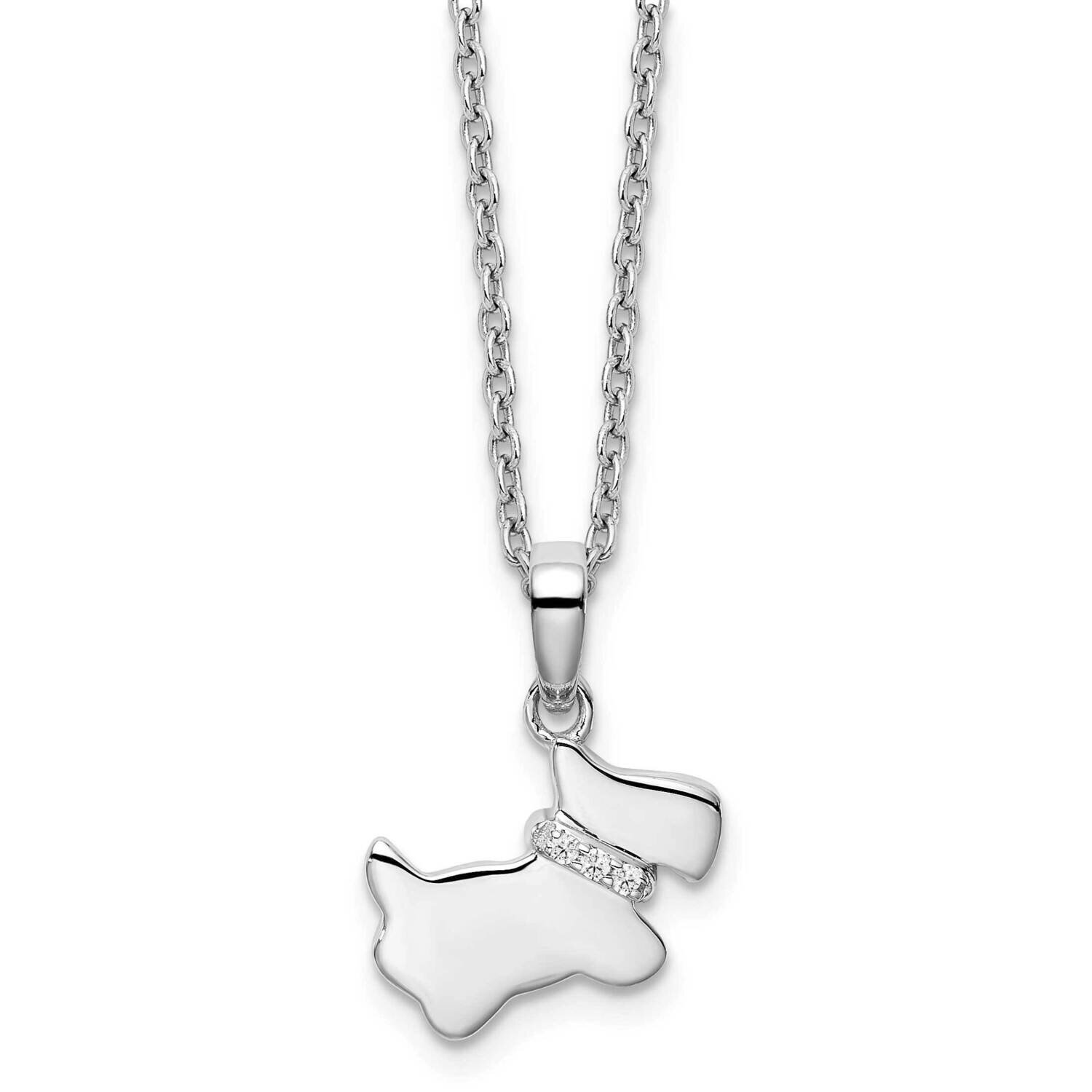 White Ice .018Ct. Diamond Dog Necklace Sterling Silver QW471-18, MPN: QW471-18, 191101479526