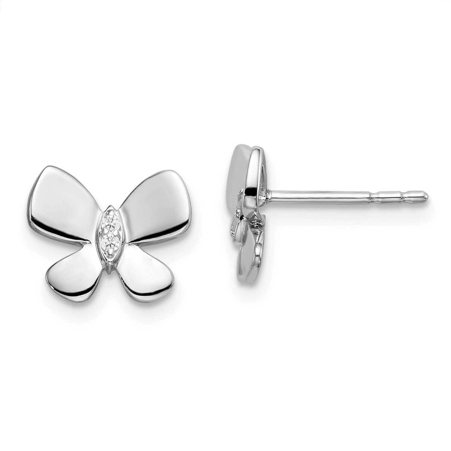 White Ice .025Ct. Diamond Butterfly Earrings Sterling Silver QW476, MPN: QW476, 191101479472