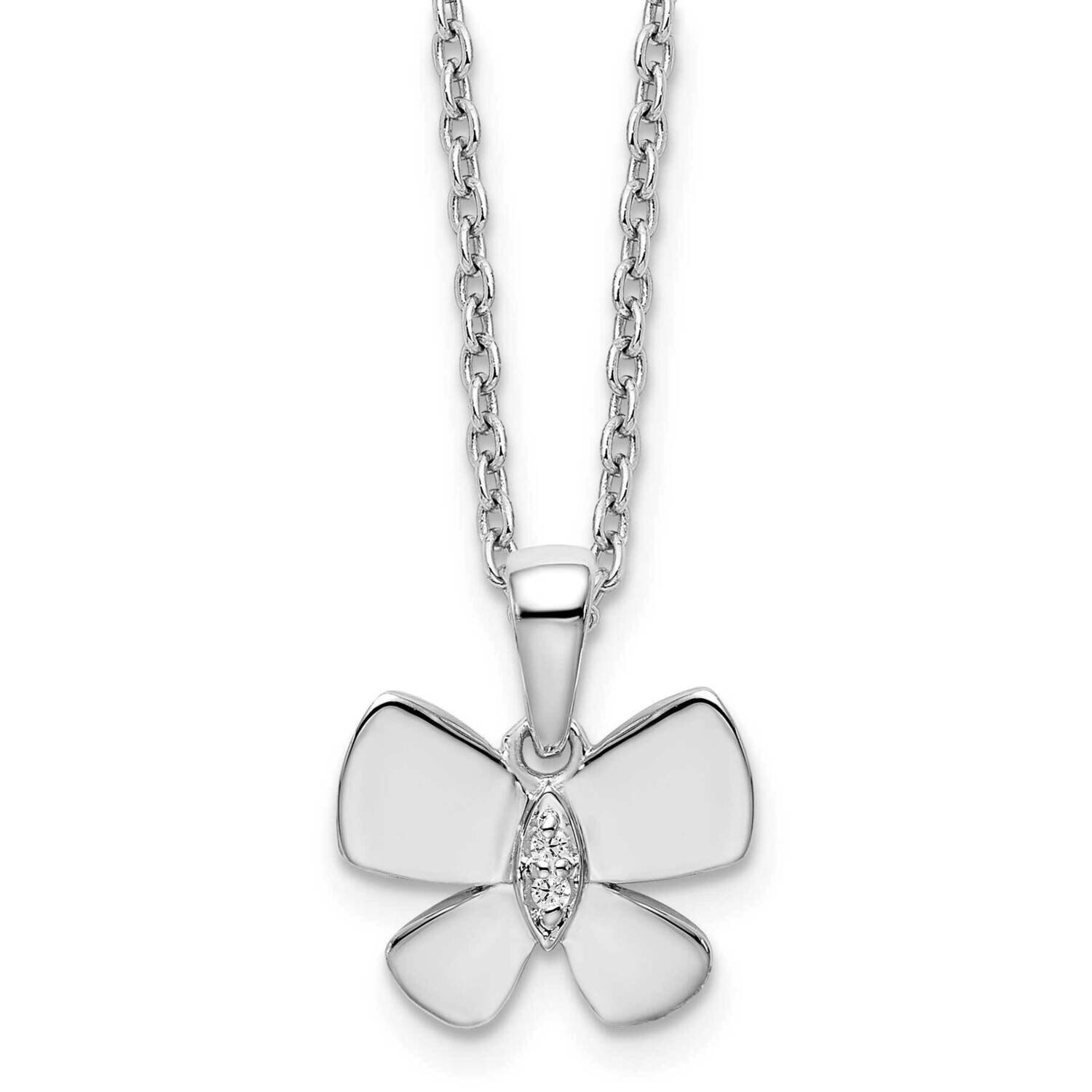 White Ice .015Ct. Diamond Butterfly Necklace Sterling Silver QW477-18, MPN: QW477-18, 191101479465