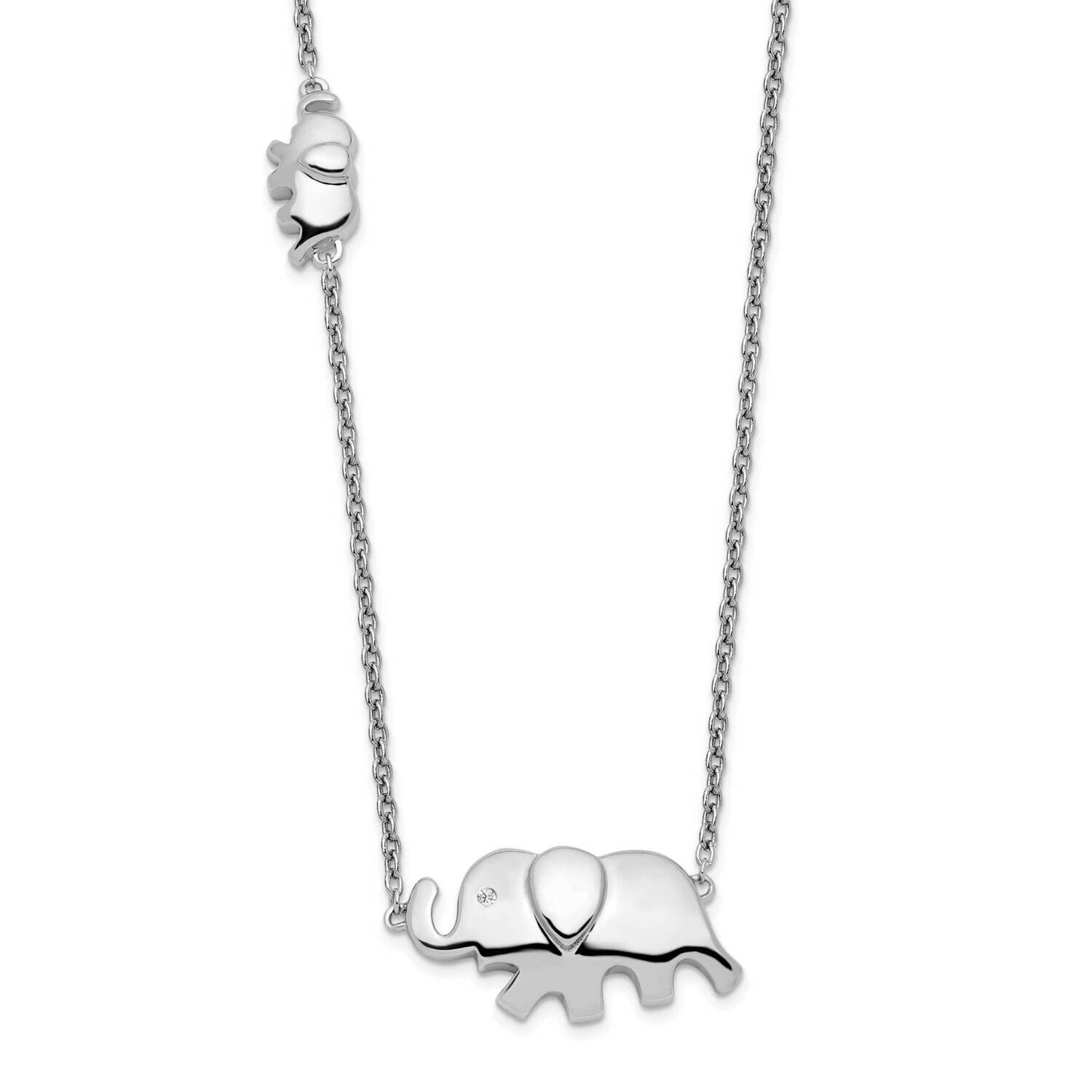 White Ice .01Ct. Diamond Elephant Necklace Sterling Silver QW487-18