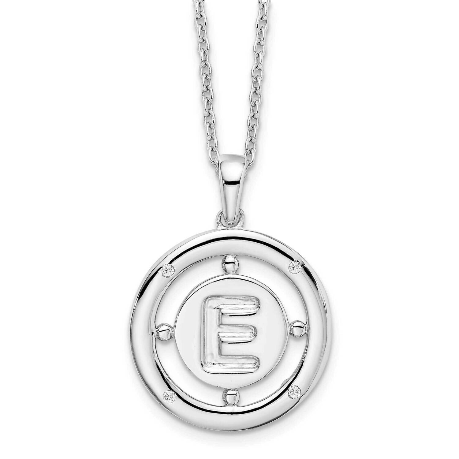 White Ice .025Ct. Diamond Initial E Necklace Sterling Silver QW499E-18, MPN: QW499E-18, 191101479205
