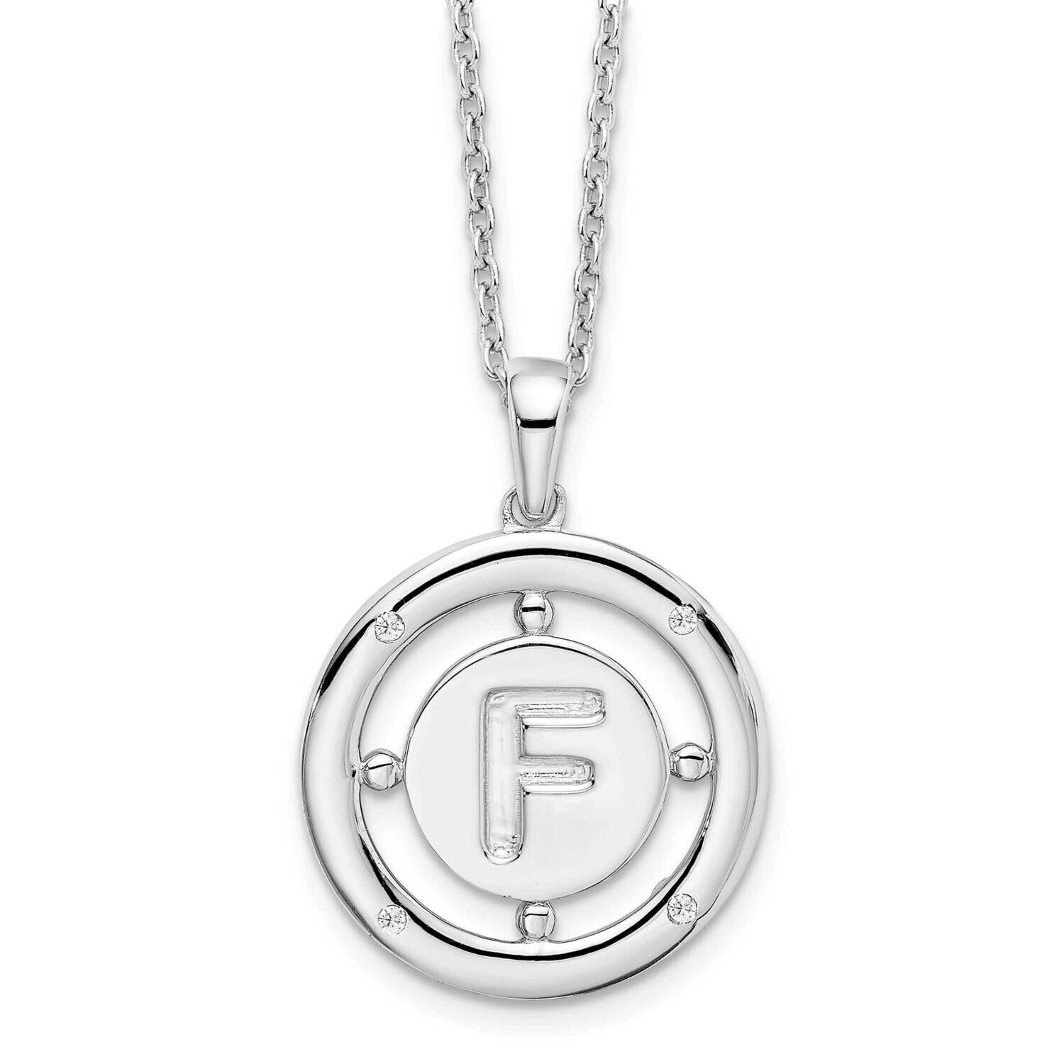 White Ice .025Ct. Diamond Initial F Necklace Sterling Silver QW499F-18, MPN: QW499F-18, 191101479199