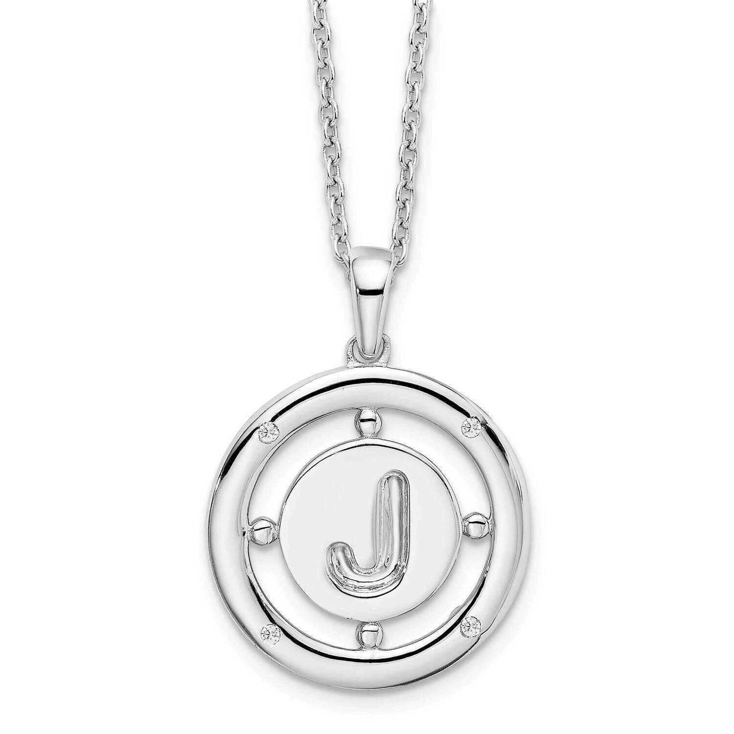 White Ice .025Ct. Diamond Initial J Necklace Sterling Silver QW499J-18