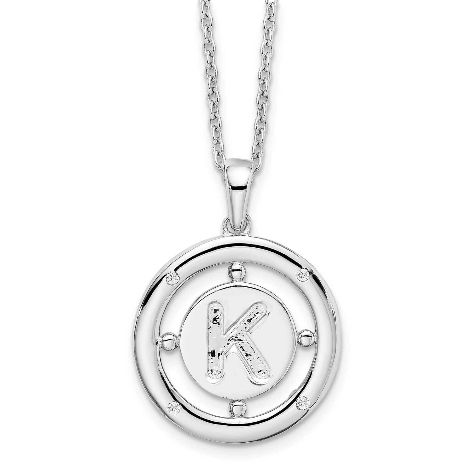White Ice .025Ct. Diamond Initial K Necklace Sterling Silver QW499K-18, MPN: QW499K-18, 191101479144