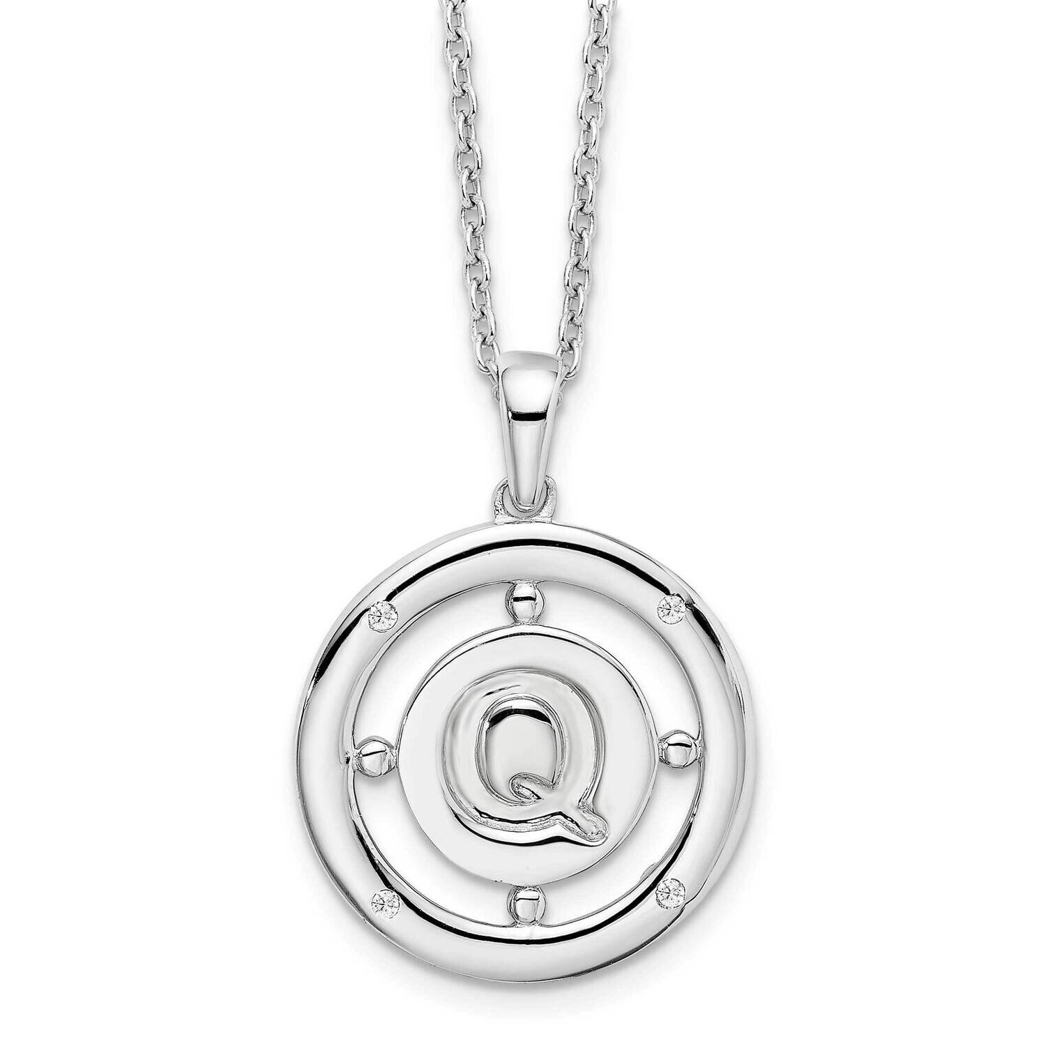 White Ice .025Ct. Diamond Initial Q Necklace Sterling Silver QW499Q-18, MPN: QW499Q-18, 191101479083