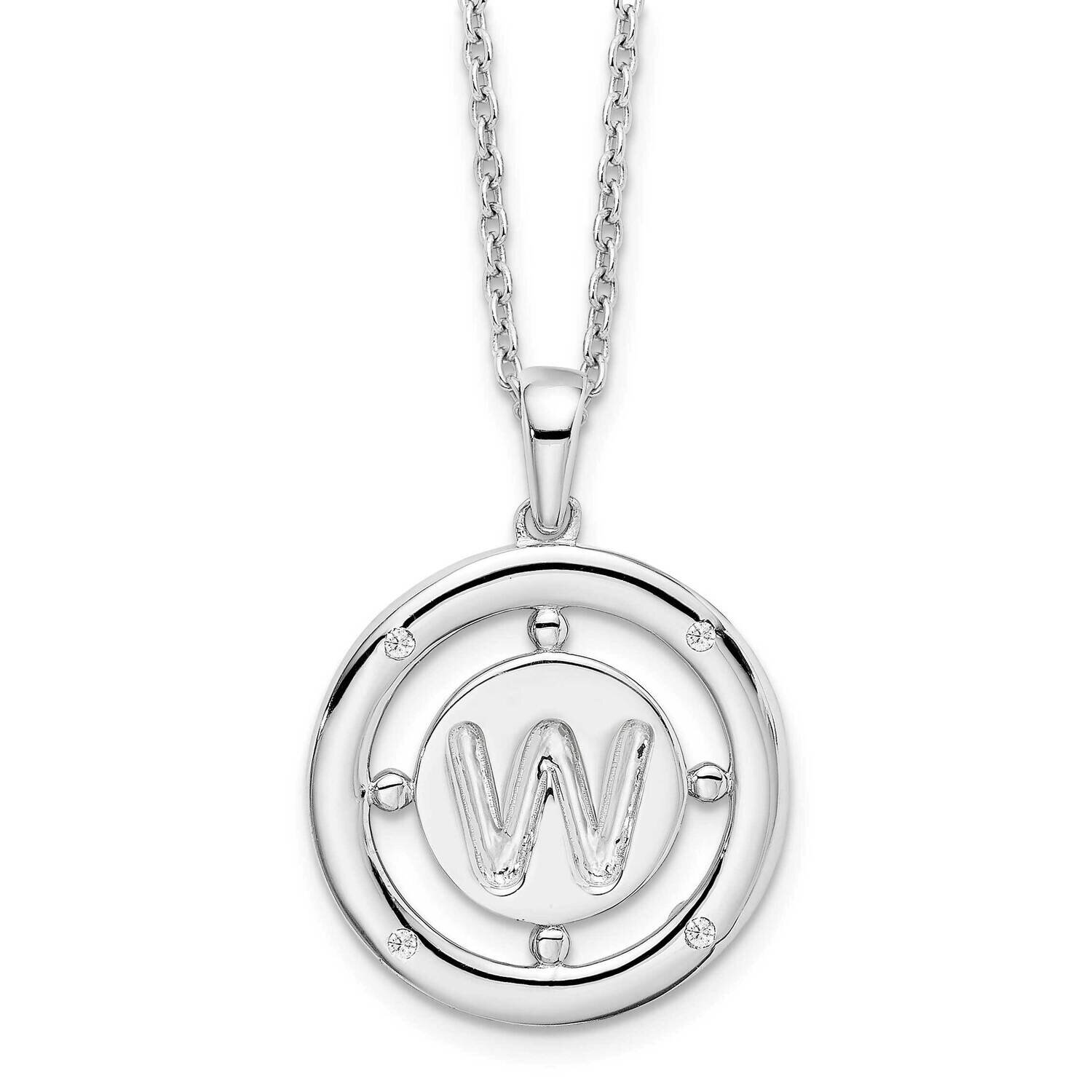 White Ice .025Ct. Diamond Initial W Necklace Sterling Silver QW499W-18, MPN: QW499W-18, 191101479021