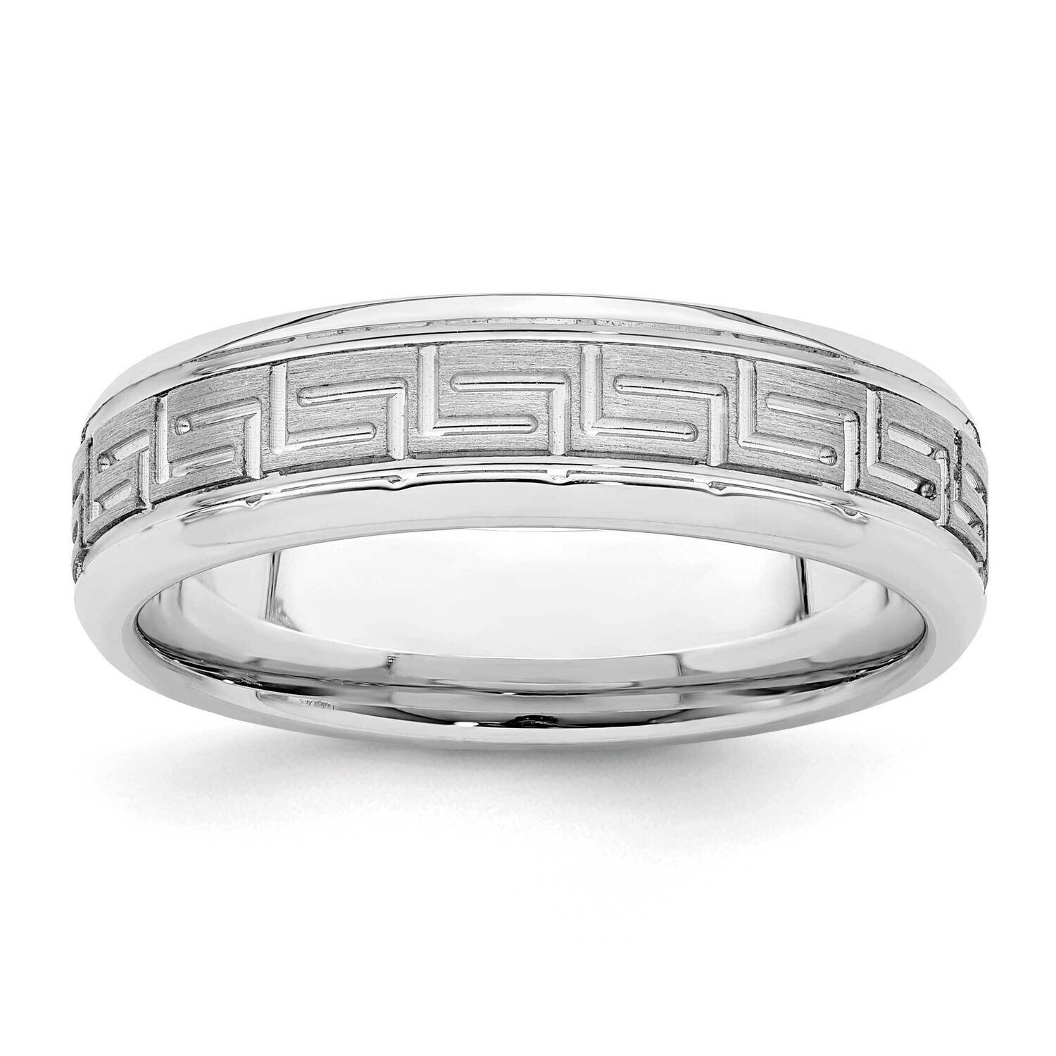 6mm Brushed Fancy Band Size 10 Sterling Silver Rhodium-plated QWB110BRH-10, MPN: QWB110BRH, 8839573…