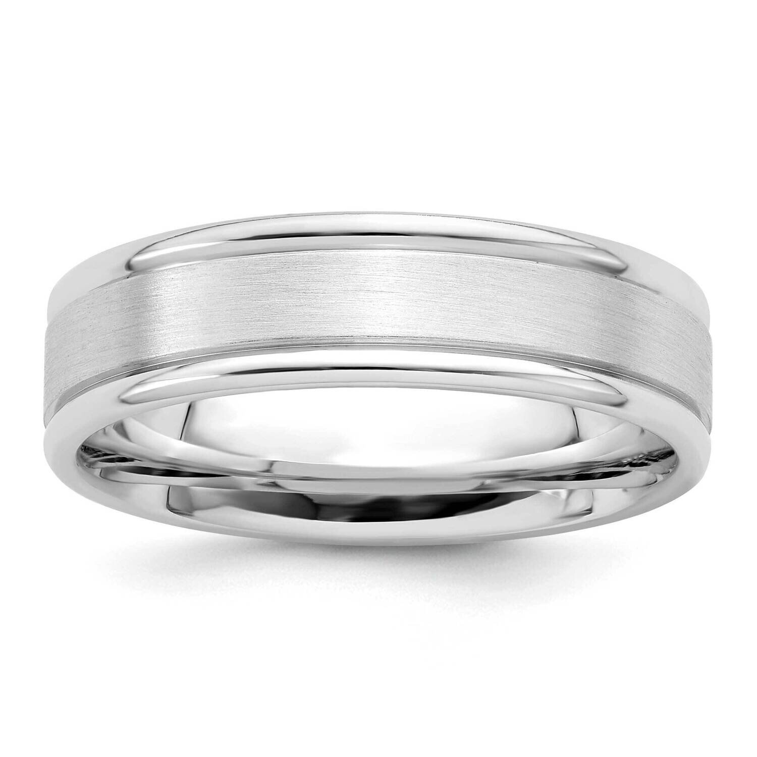 6mm Brushed Fancy Band Size 10 Sterling Silver Rhodium-plated QWB119BRH-10, MPN: QWB119BRH, 8839571…