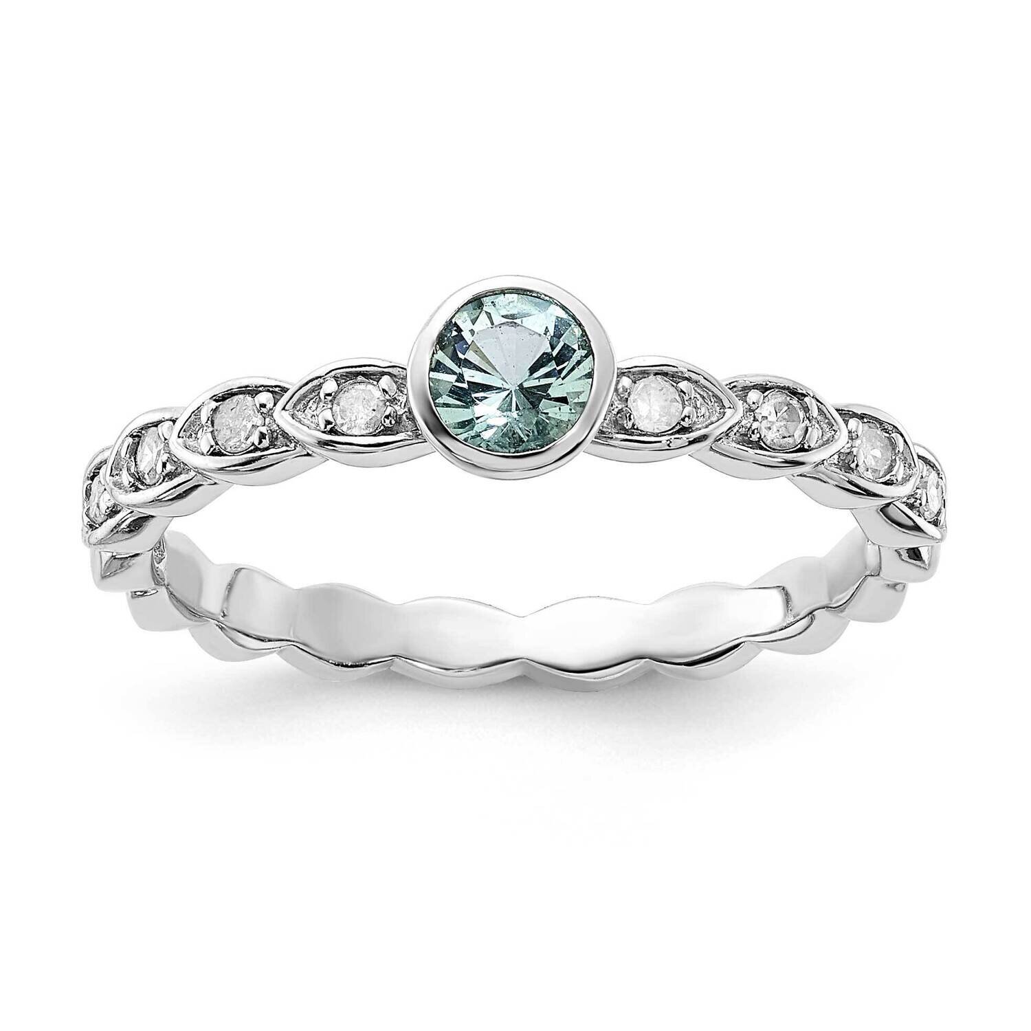 Blue Topaz &amp; Diamond Ring Sterling Silver RLS6325/BT-SSAS45-7, MPN: RLS6325_BT-SSAS45, 191101570650