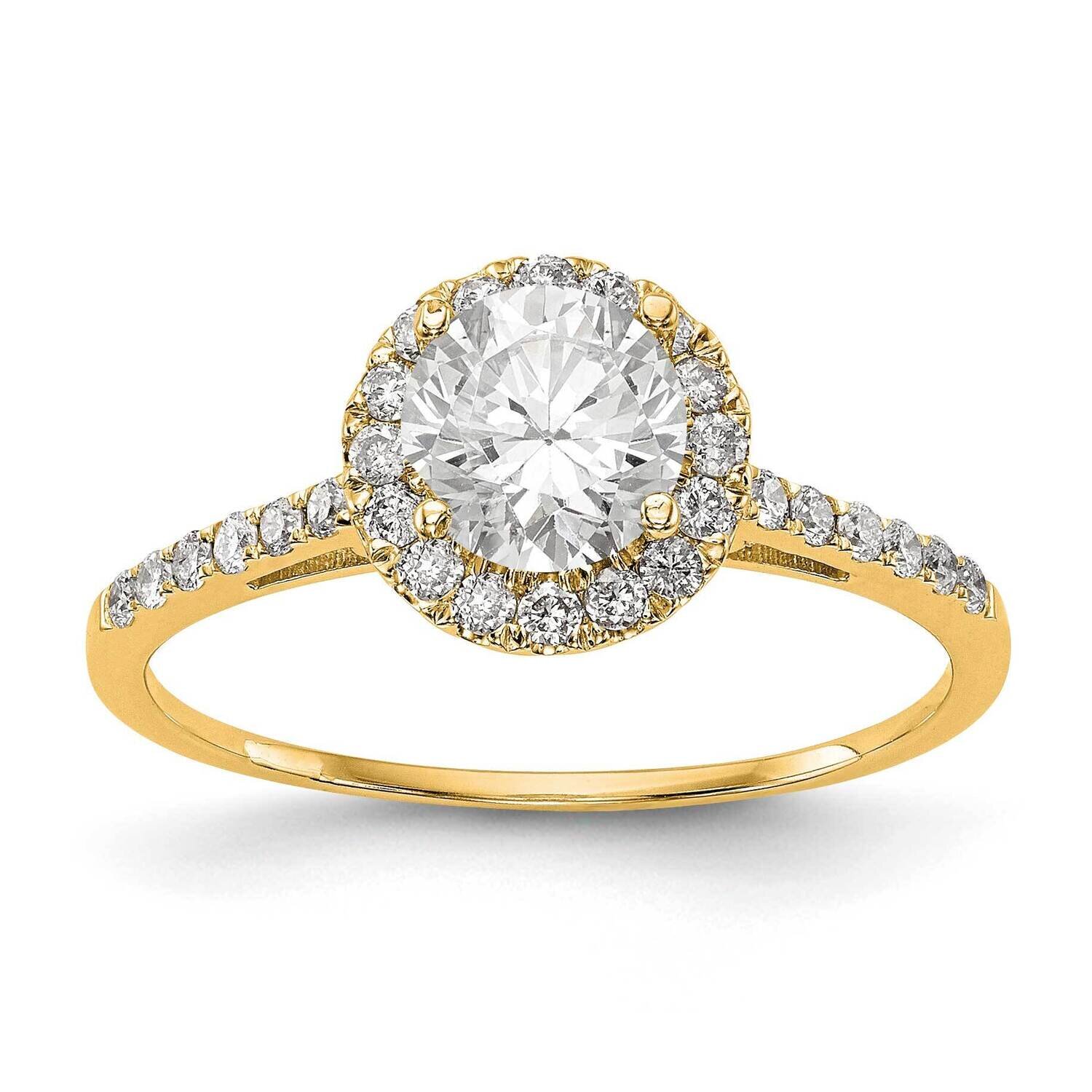 Round Halo Engagement Lab Grown Diamond Si1/Si2, G H I, Ring 14k Yellow Gold RM2042E-050-5CYLG