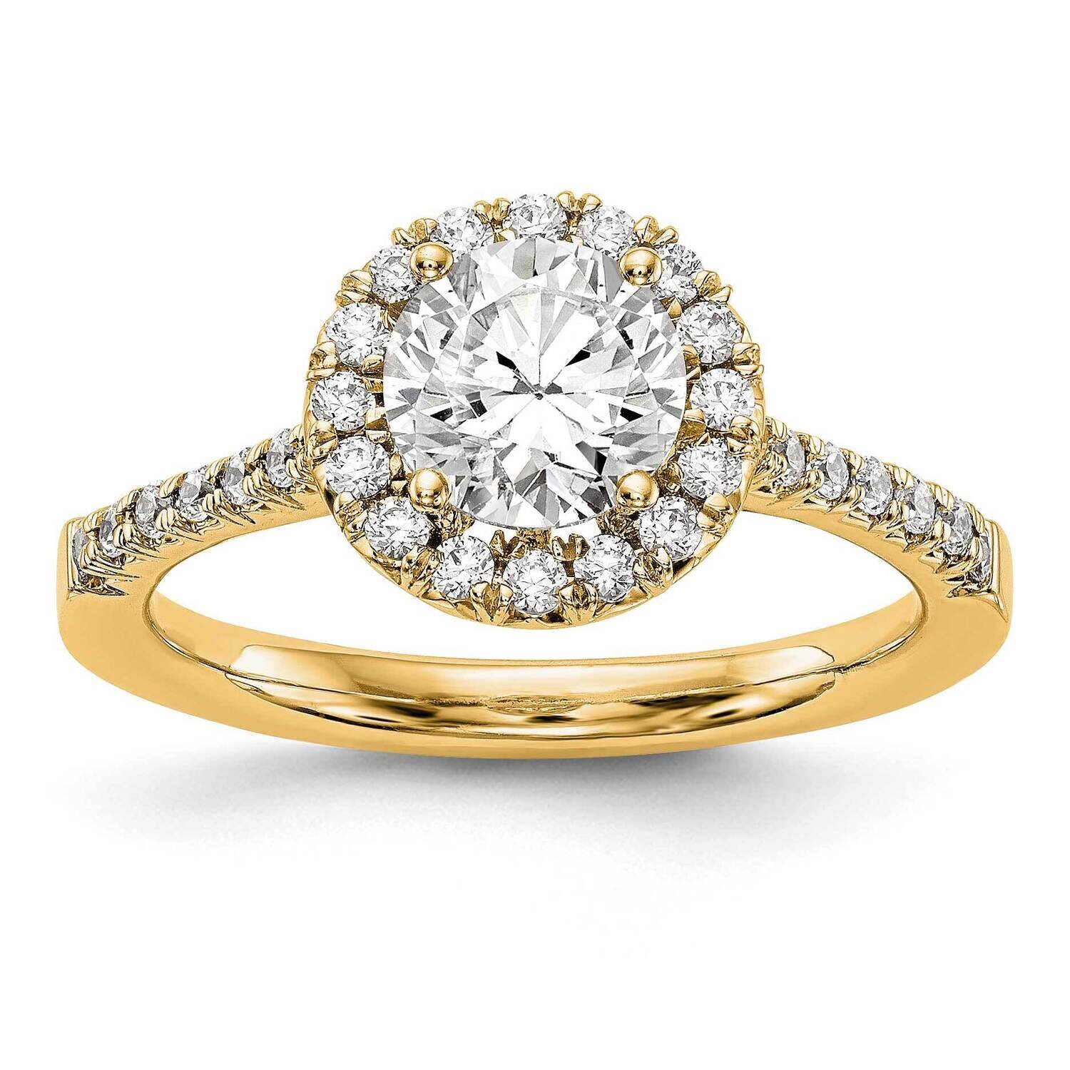 Round Halo Engagement Lab Grown Diamond Si1/Si2, G H I, Ring 14k Yellow Gold RM2057E-050-5CYLG, MPN…
