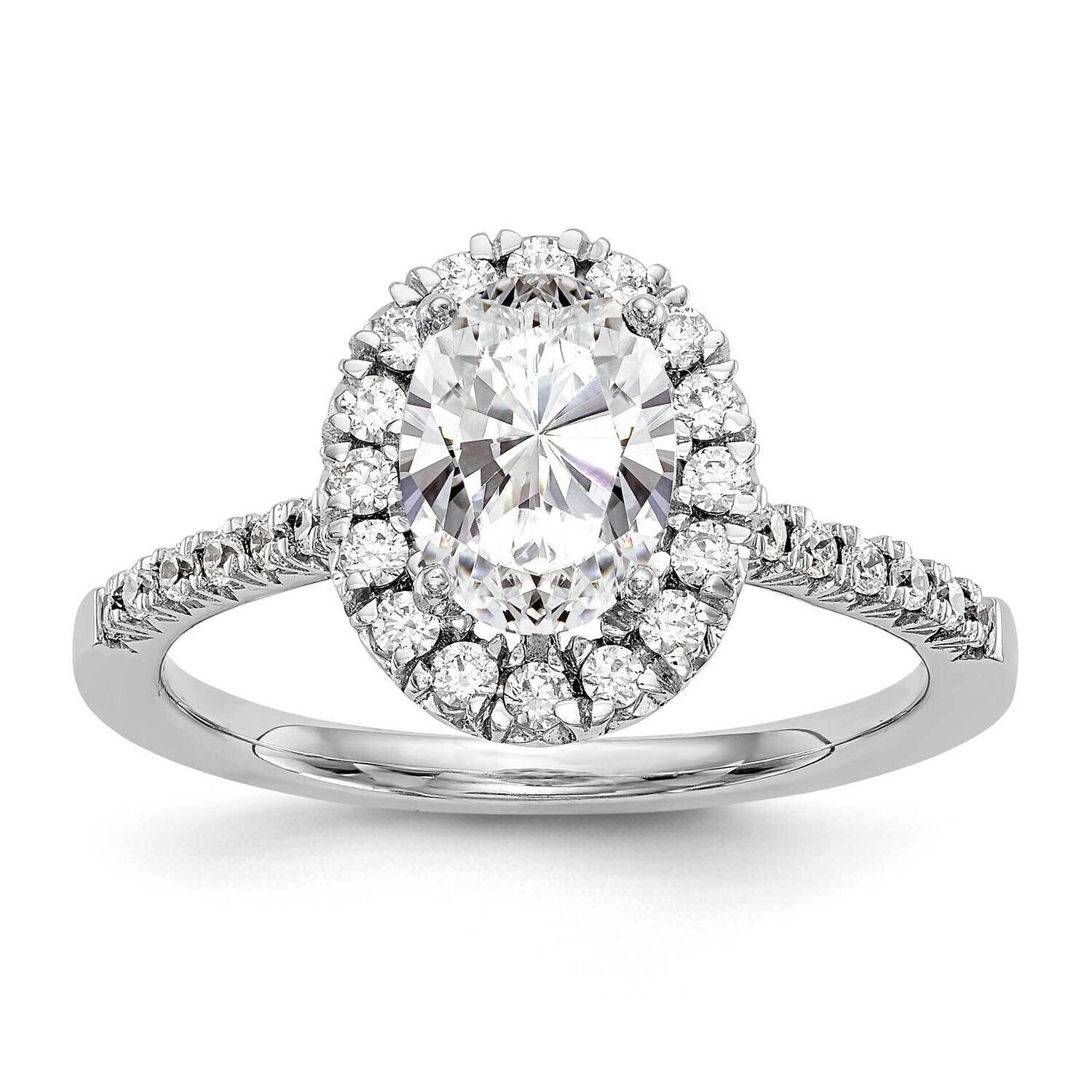 Diamond Vs/Si, D E F, S/M Oval Halo Engagement Ring 14k White Gold True Origin Lab Grown RM2058E-050-WLD