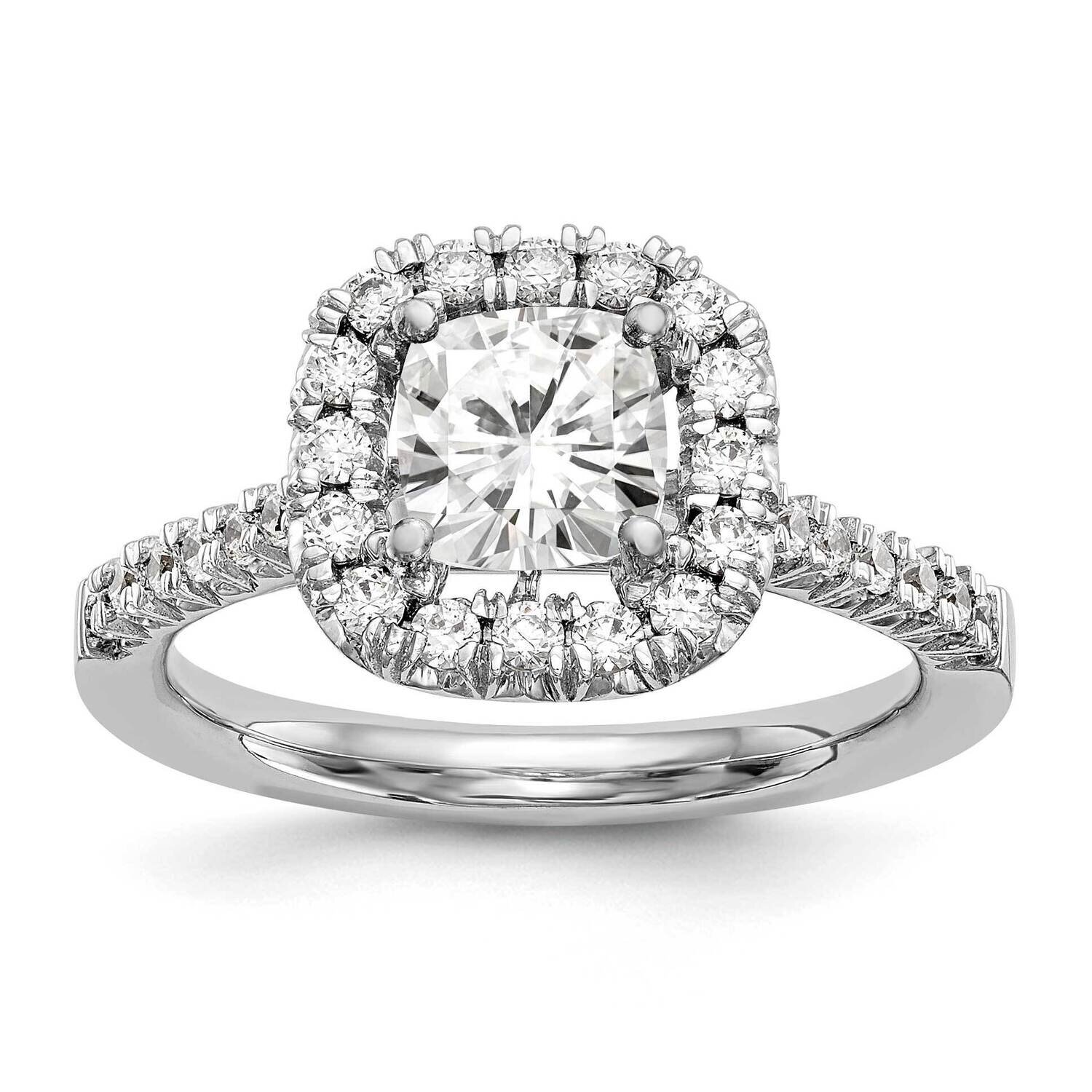 Diamond Vs/Si, D E F, S/M Cushion Halo Engagement Ring 14k White Gold True Origin Lab Grown RM2059E-050-WLD