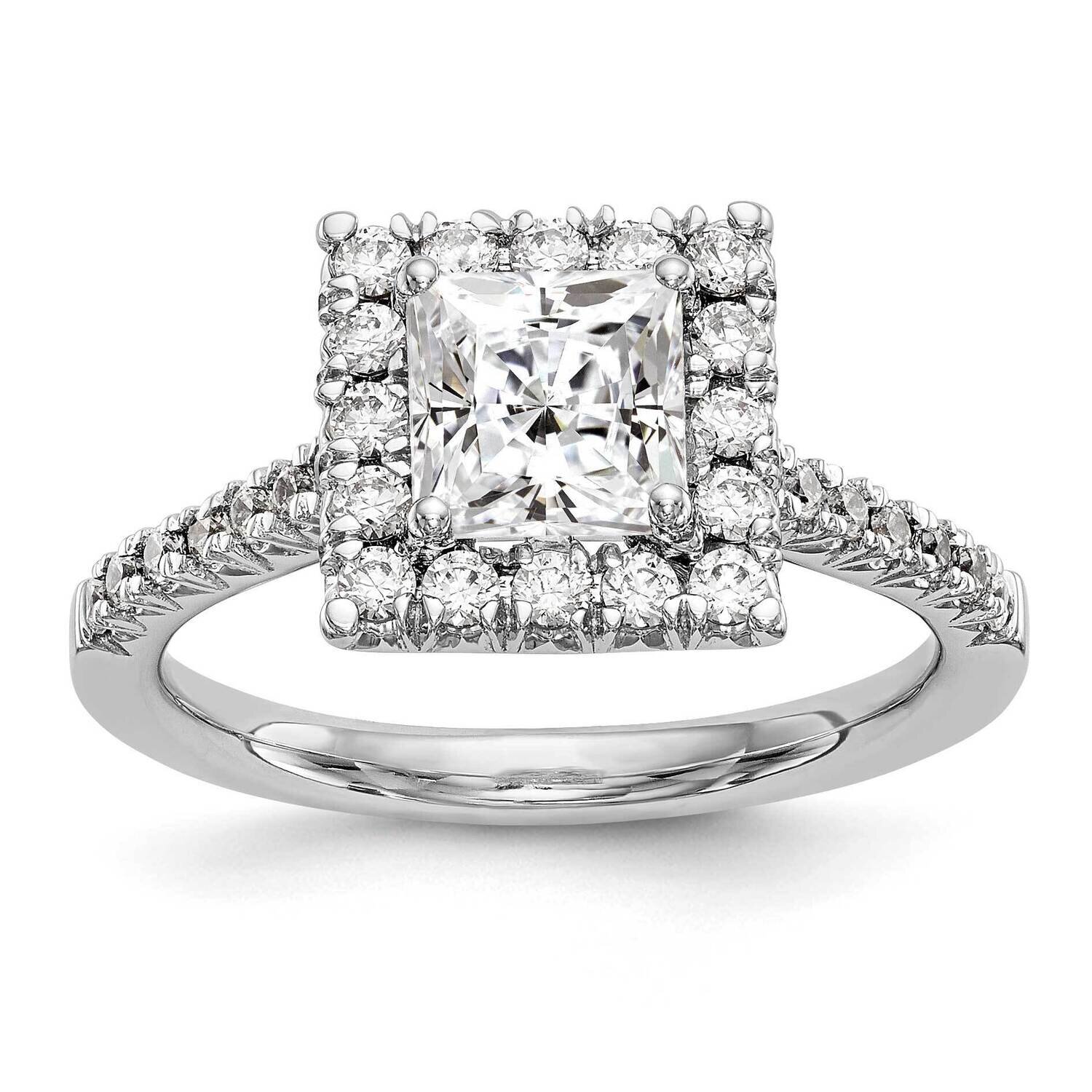 Diamond Vs/Si, D E F, S/M Princess Halo Engagement Ring 14k White Gold True Origin Lab Grown RM2061E-050-WLD