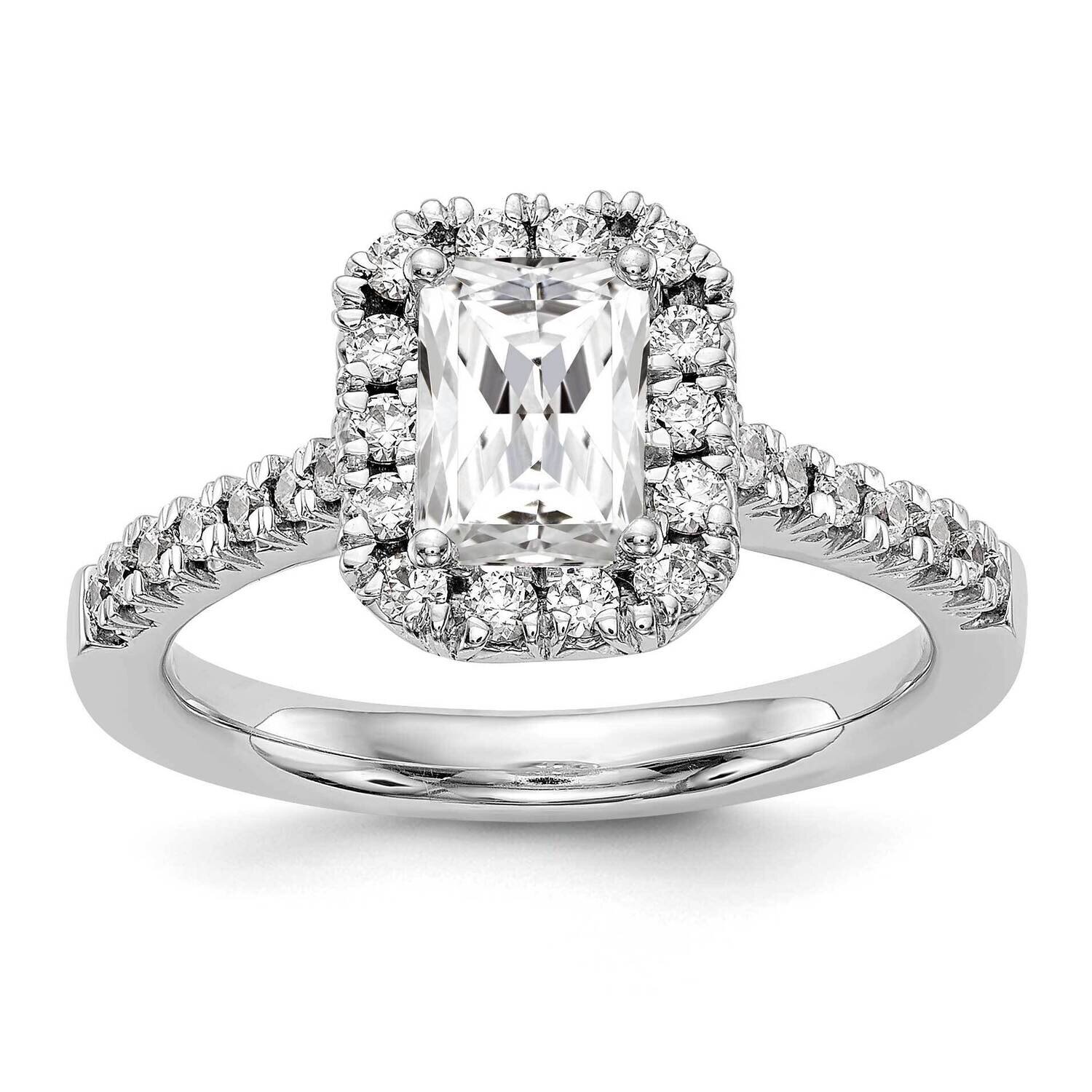 Diamond Vs/Si, D E F, S/M Emerald Halo Engagement Ring 14k White Gold True Origin Lab Grown RM2062E…