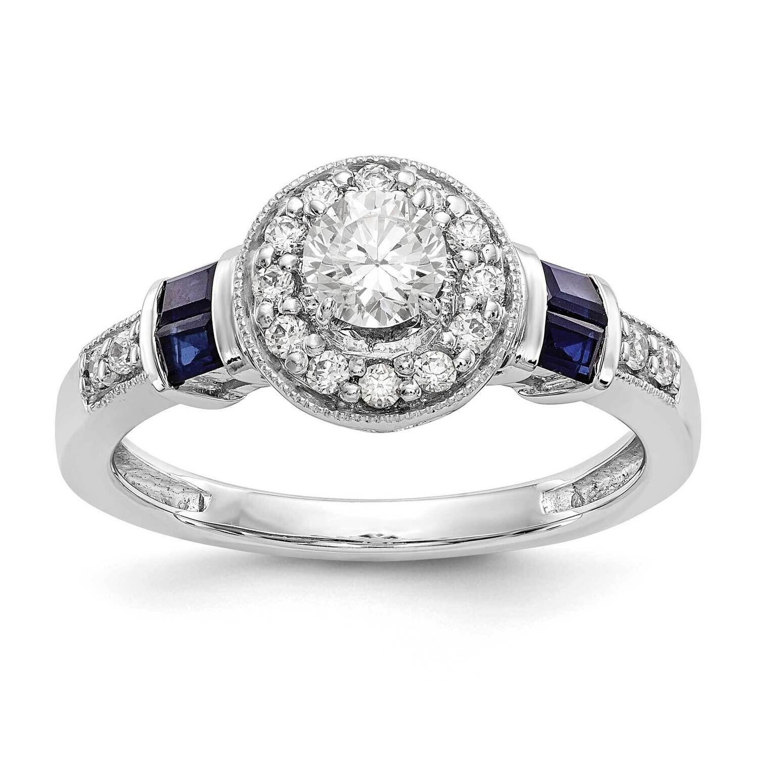 Lab Grown Diamond Si1/Si2, G H I,& Sapphire Engagement Ring Created RM2151E-SA-038-7CWLG