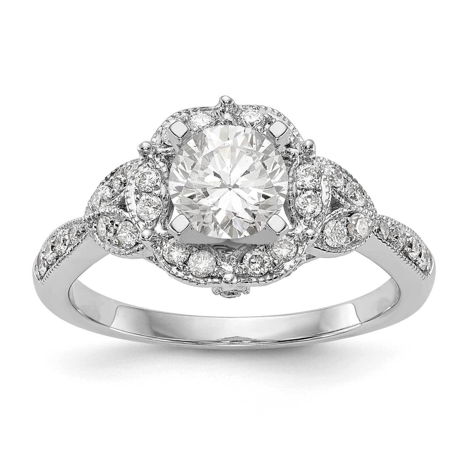 Diamond Si1/Si2, G H I, Peg Set Halo Semi-Mount Engagement 14k White Gold Lab Grown RM2156E-040-7WL…