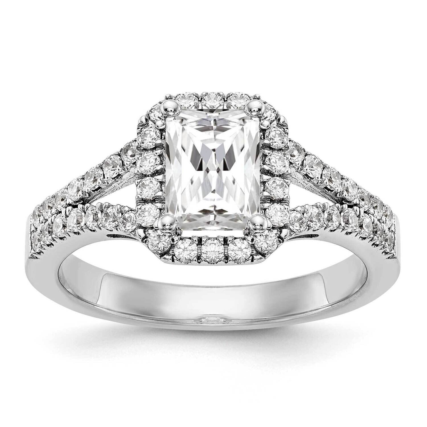 Diamond Vs/Si, D E F, S/M Emerald Halo Engagement Rin 14k White Gold True Origin Lab Grown RM2337E-…