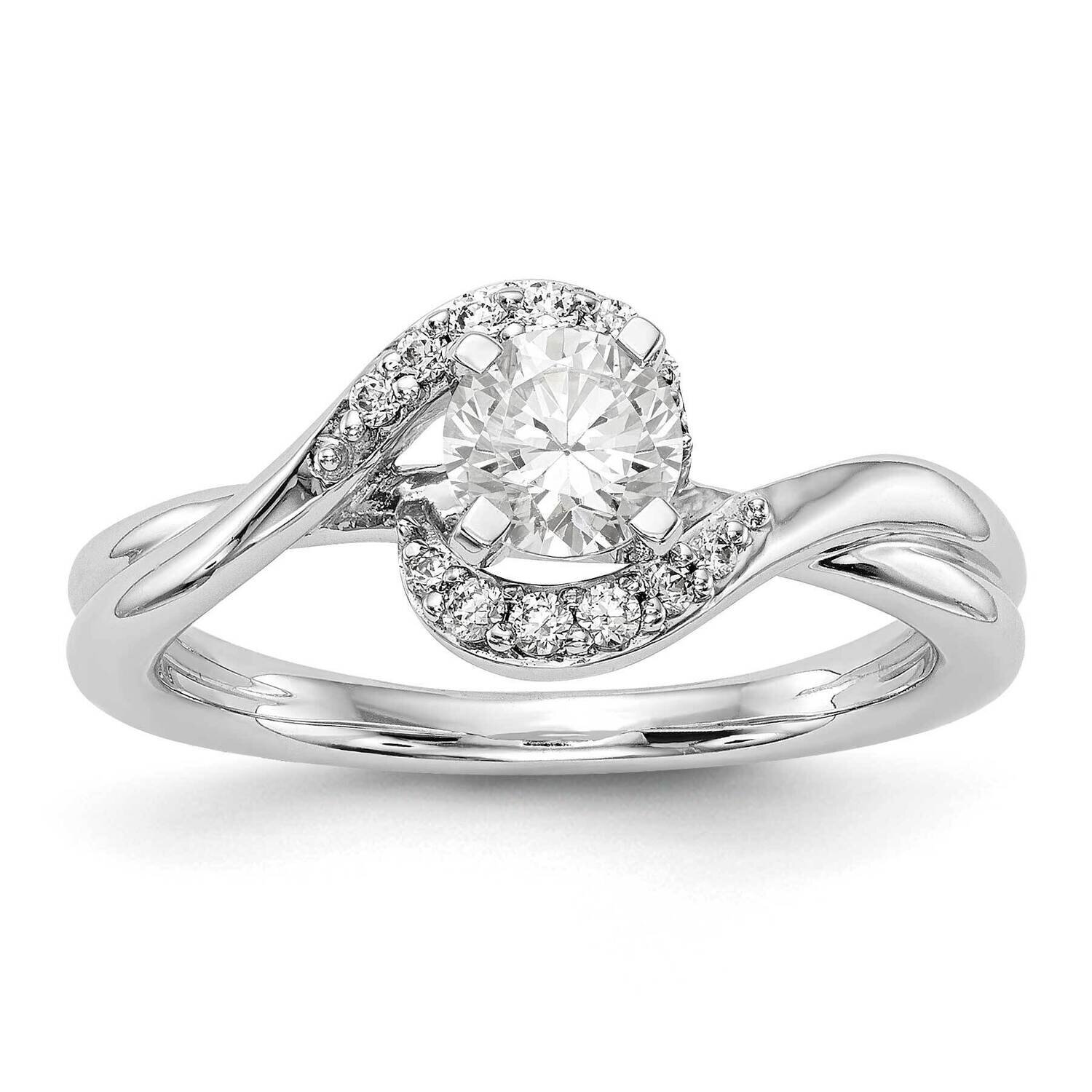 Diamond Si1/Si2, G H I, Peg Set By-Pass Semi-Mount Engagement Ring 14k White Gold Lab Grown RM2444E…