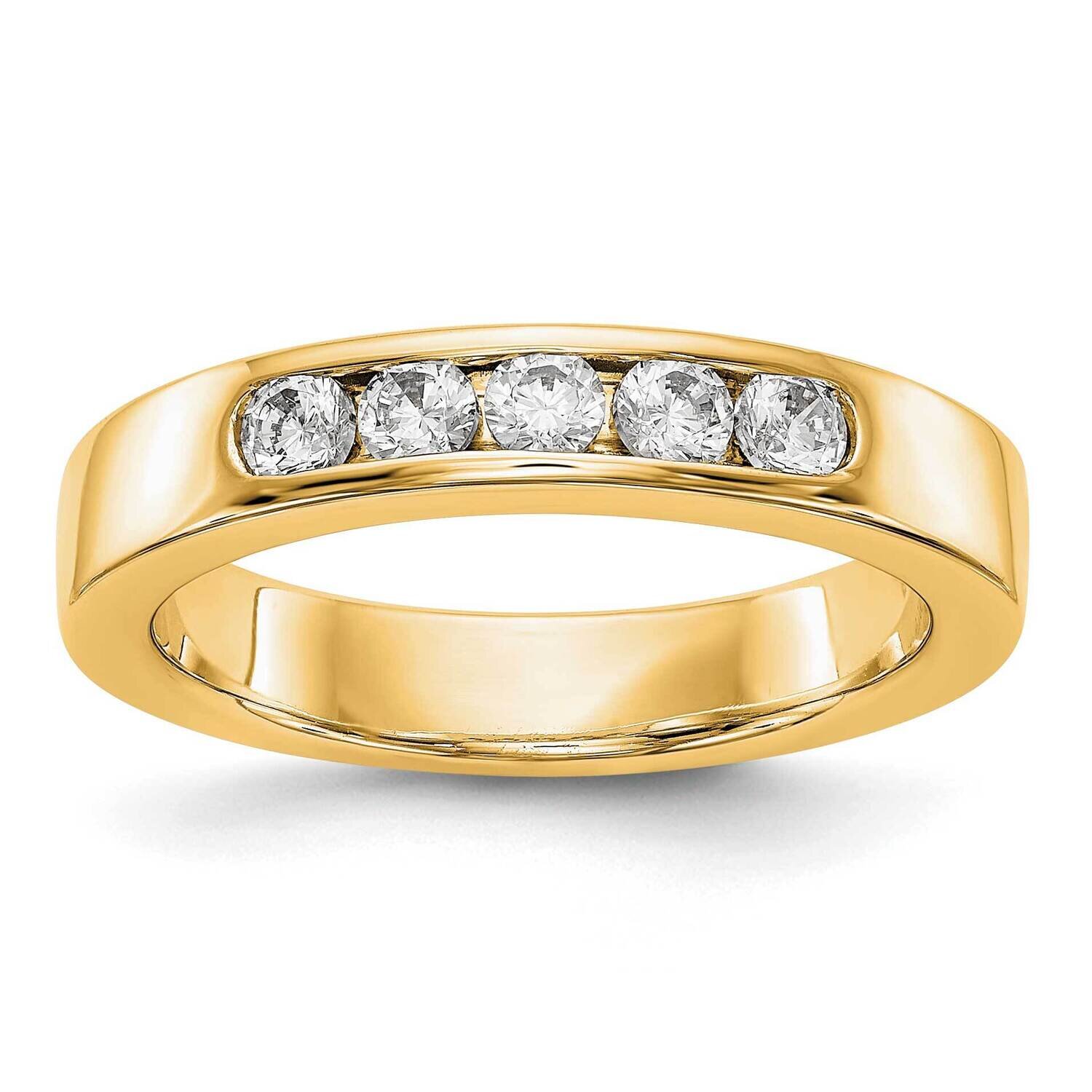 Diamond Vs/Si, D E F, 5-Stone Channel Band 14k Yellow Gold True Origin Lab Grown RM3276B-040-YLD, M…