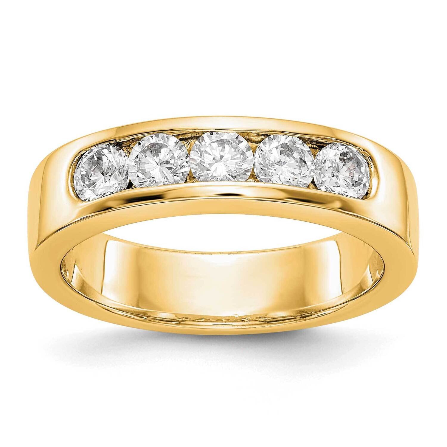 Diamond Vs/Si, D E F, 5-Stone Channel Band 14k Yellow Gold True Origin Lab Grown RM3276B-075-YLD, M…