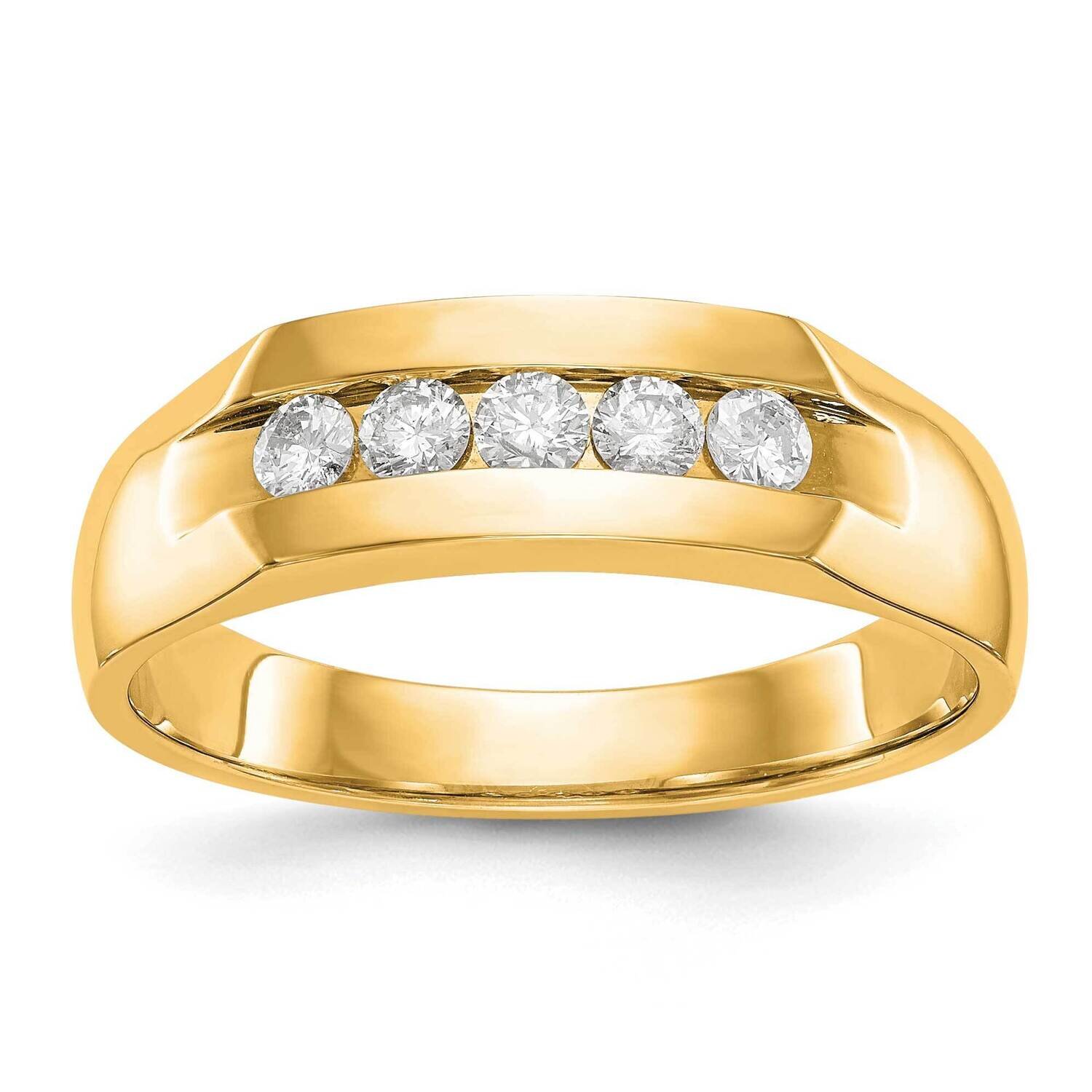 Diamond Vs/Si, D E F, 5-Stone Men&#39;s Channel Band 14k Yellow Gold True Origin Lab Grown RM3461B-035-…